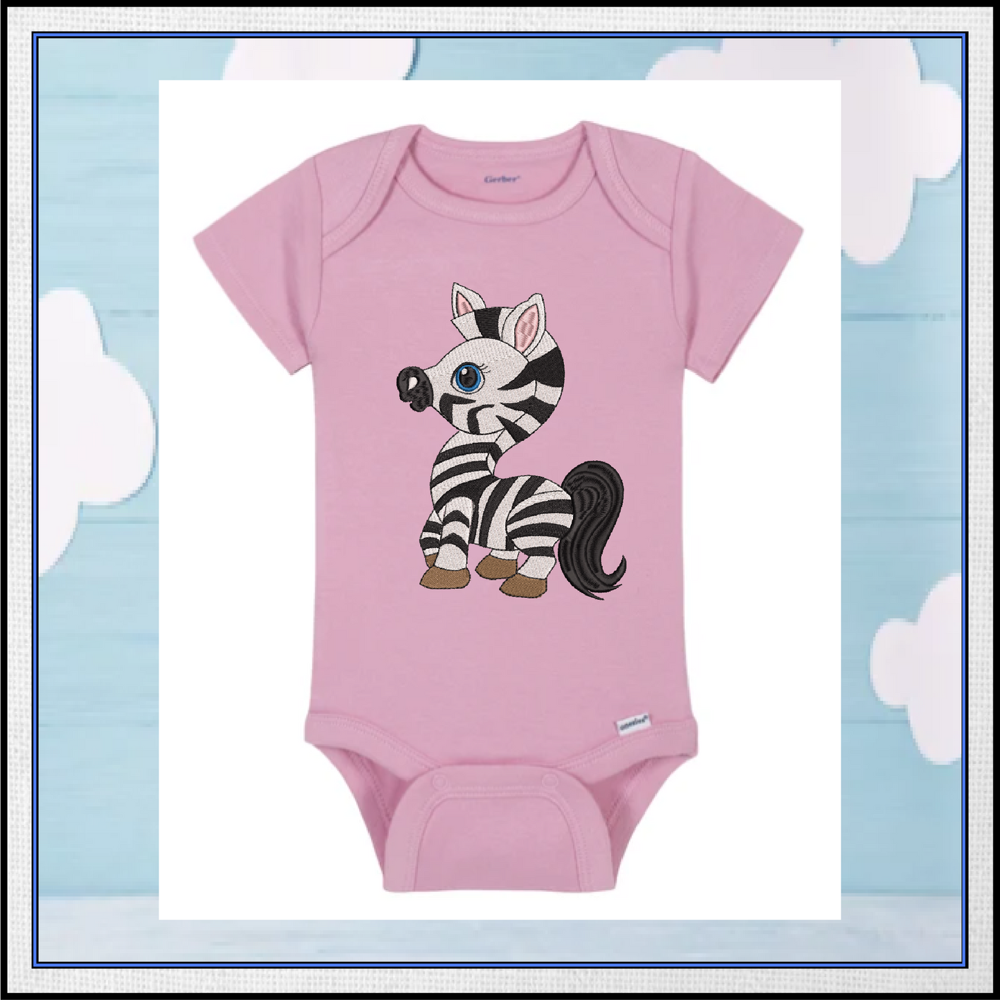 Zebra Machine Embroidery Design – Cartoon Zebra for Baby & Kids – Cute Jungle Animal Embroidery – 6 Sizes (0229)