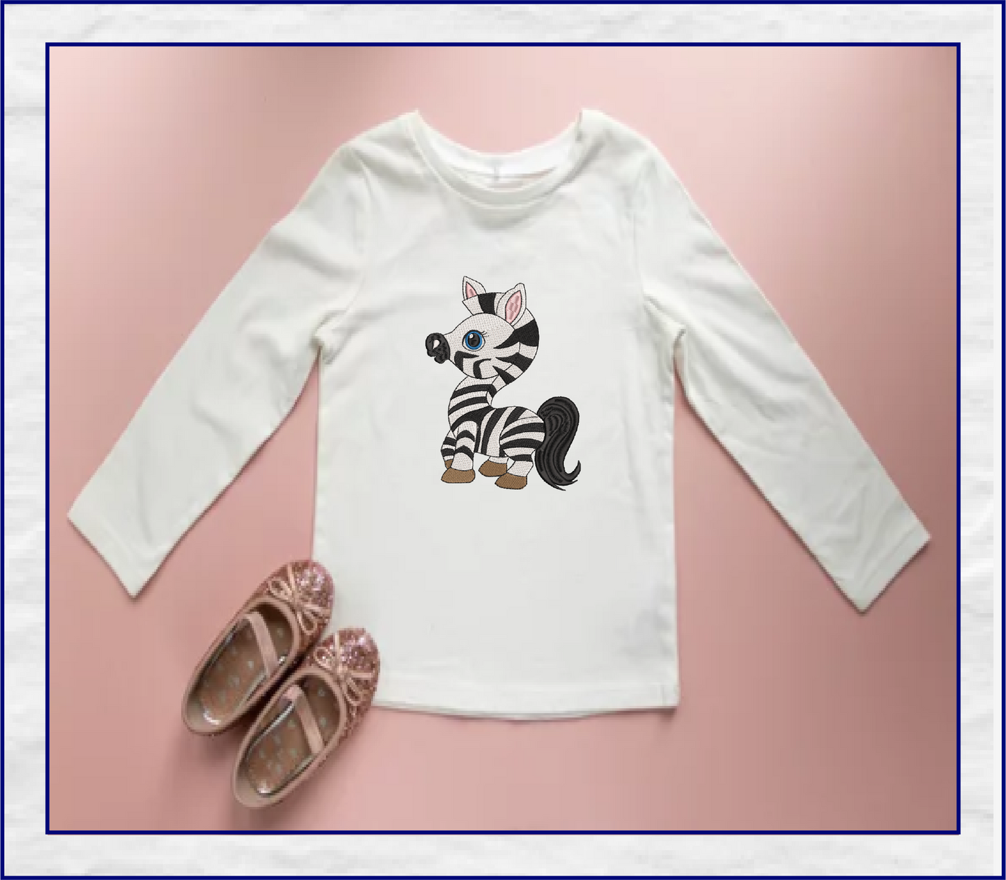Zebra Machine Embroidery Design – Cartoon Zebra for Baby & Kids – Cute Jungle Animal Embroidery – 6 Sizes (0229)
