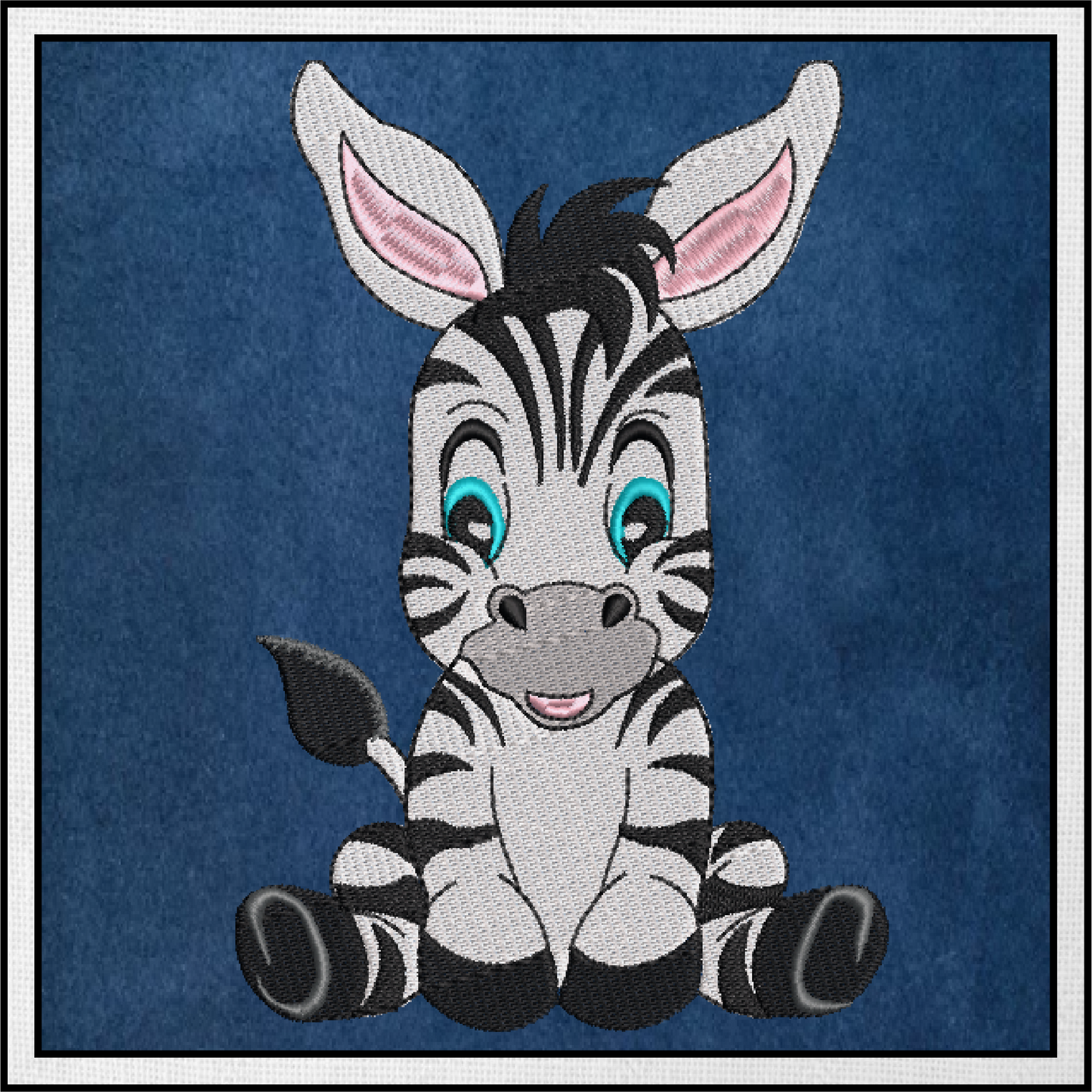 Zebra Machine Embroidery Design – Sitting Cartoon Zebra for Baby & Kids – Cute Jungle Animal Embroidery – 6 Sizes (0228)
