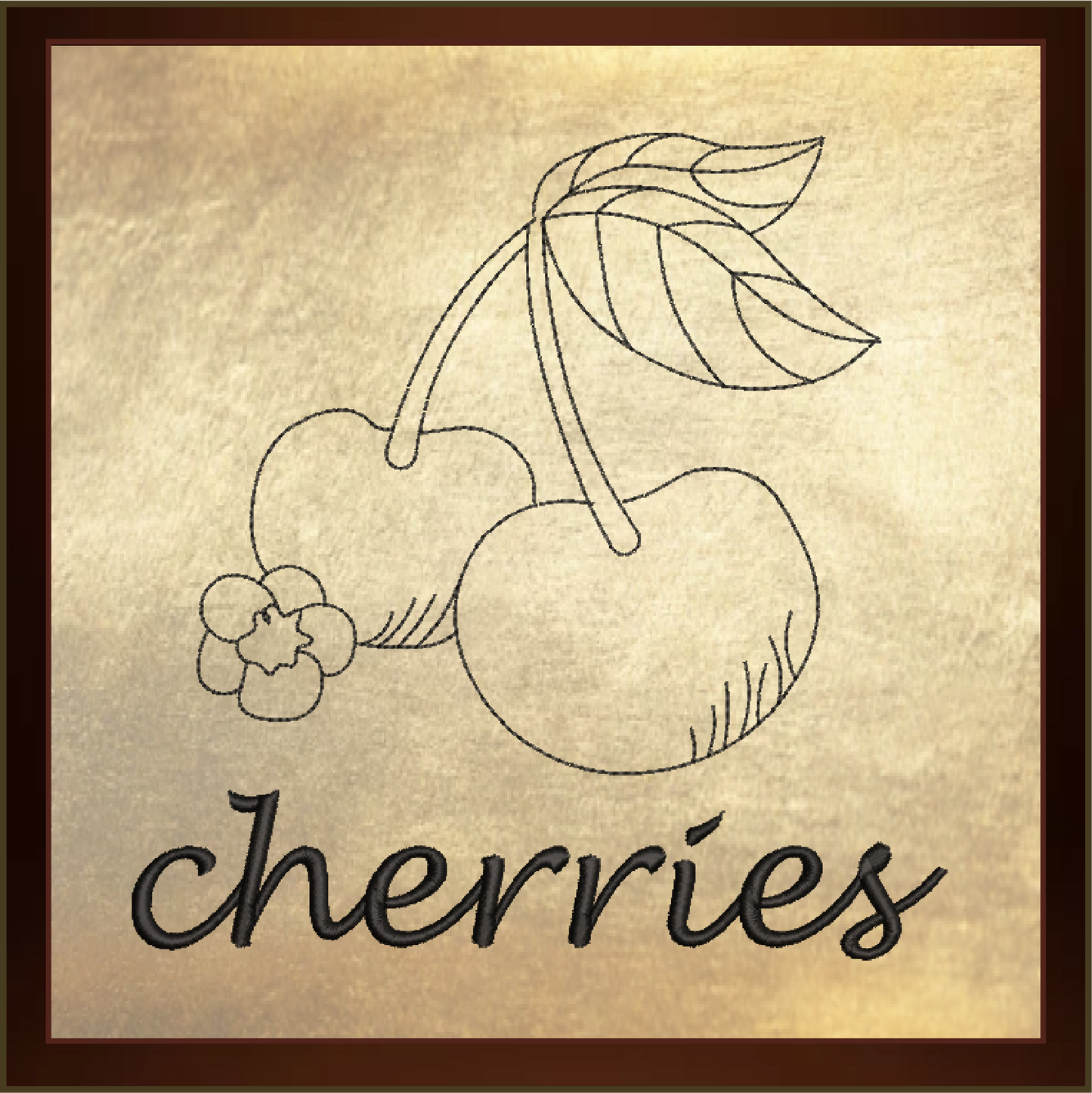 Cherries with Blossom Outline Machine Embroidery Design | Summer Fruit Artistic Drawing | Fruit and Vegetables Design | 6 Sizes (0948)