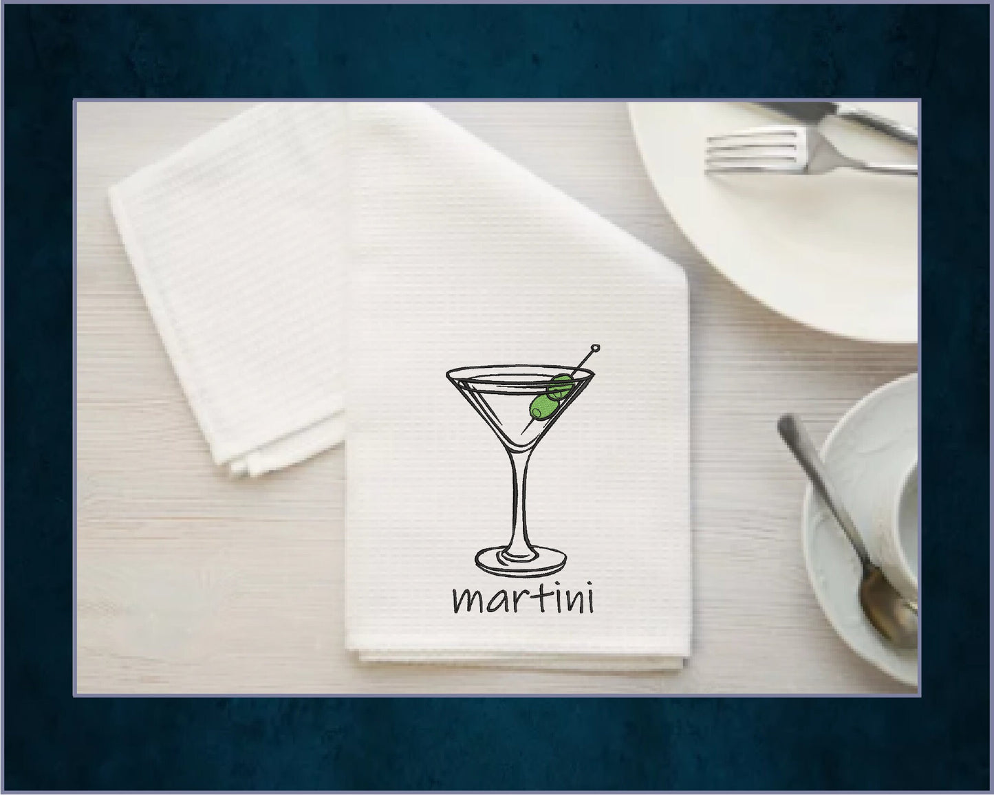 Martini Machine Embroidery Design | Cocktail Glass with Olives | Drink Embroidery Pattern | Bar Decor | 10 Sizes (0874)