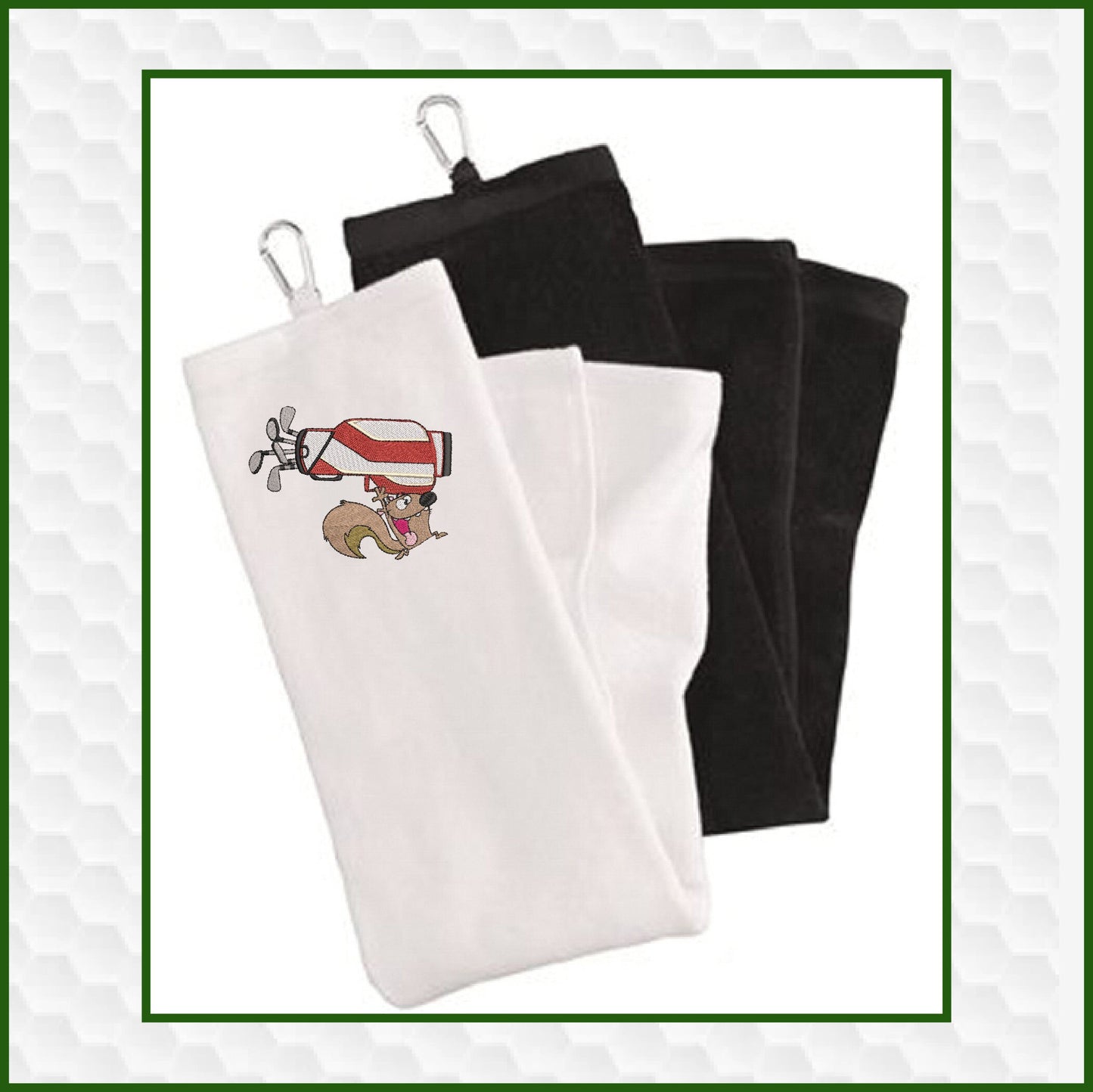 Squirrel Running with Golf Bag Embroidery Design – Cartoon Animal Golfer, Sporty Fun Stitch, 6 Sizes (2017)