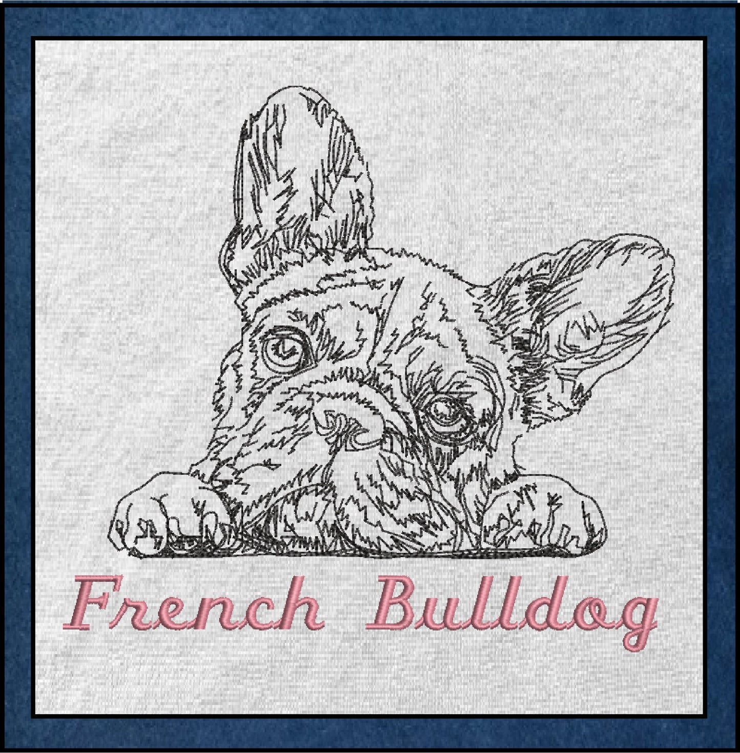 French Bulldog Sketch Machine Embroidery Design – Frenchie Line Art Dog Pattern, 8 Sizes (0492)