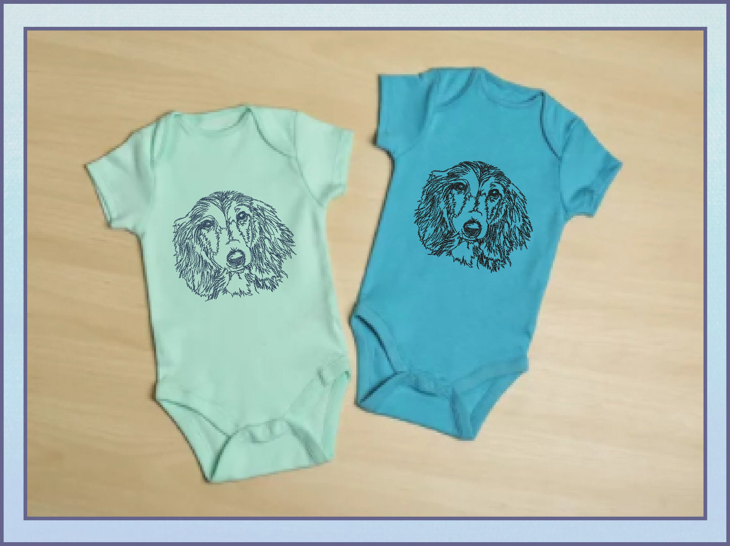 Dachshund Sketch Machine Embroidery Design – Long-Haired Dog Lover Line Art Pattern, 4 Sizes (0496)