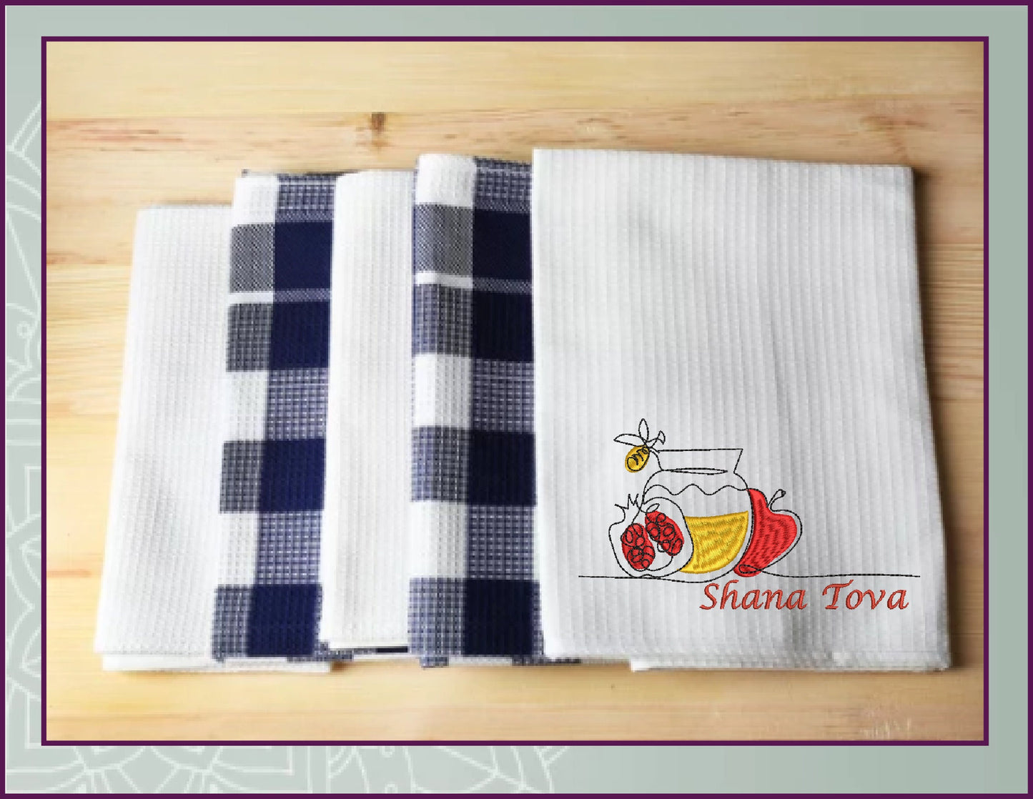 Rosh Hashana Machine Embroidery Design – Shana Tova Jewish Holiday Pattern, Judaica Embroidery, 8 Sizes (0504)