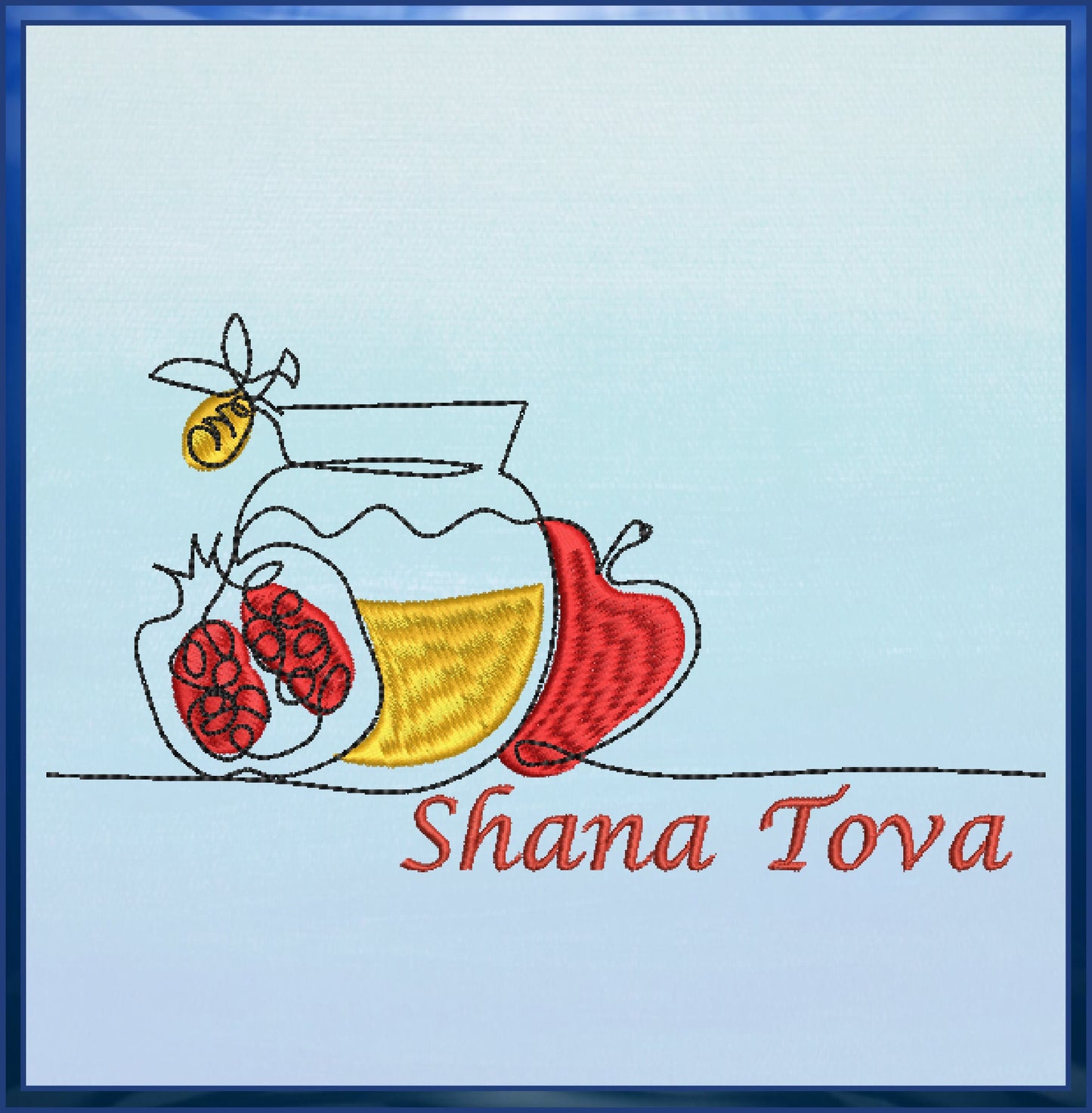 Rosh Hashana Machine Embroidery Design – Shana Tova Jewish Holiday Pattern, Judaica Embroidery, 8 Sizes (0504)