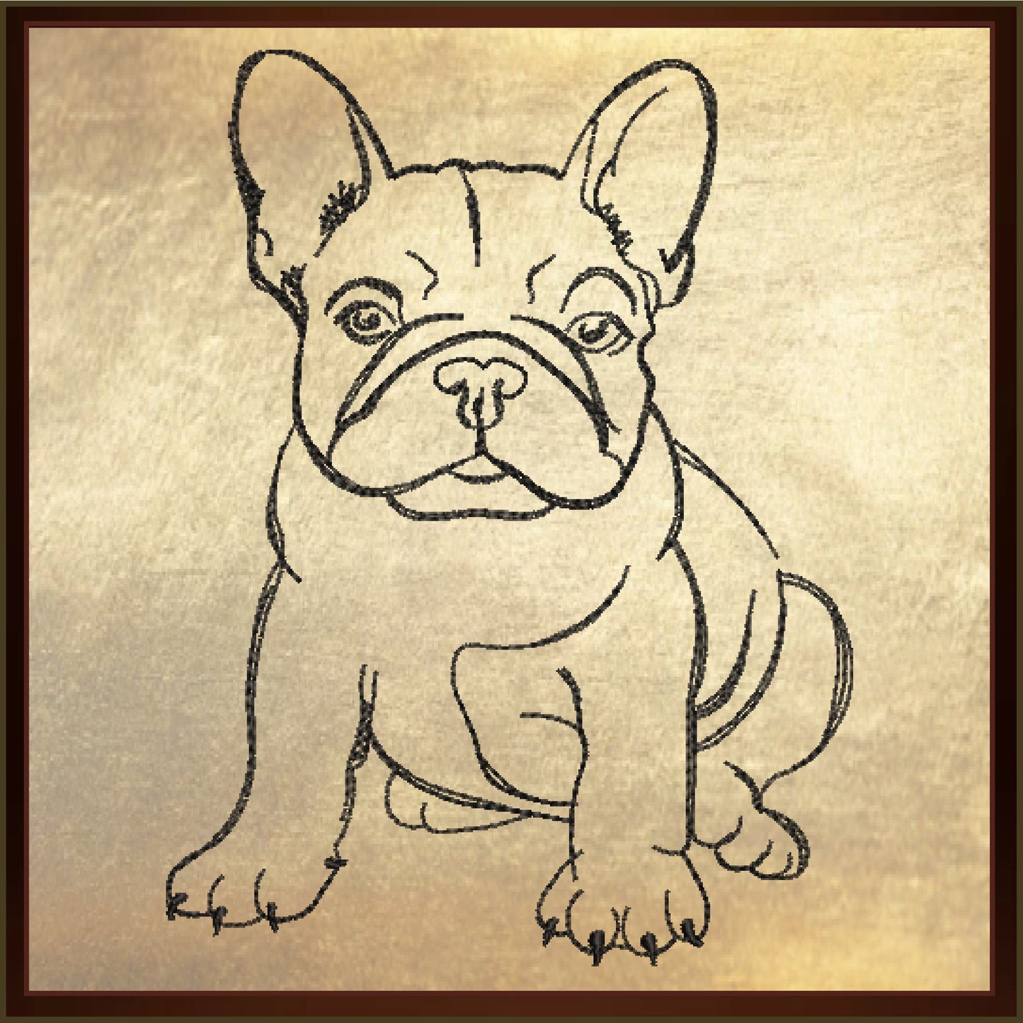 French Bulldog Machine Embroidery Design – Frenchie Line Art Pet Dog Embroidery Pattern, 8 Sizes (0510)
