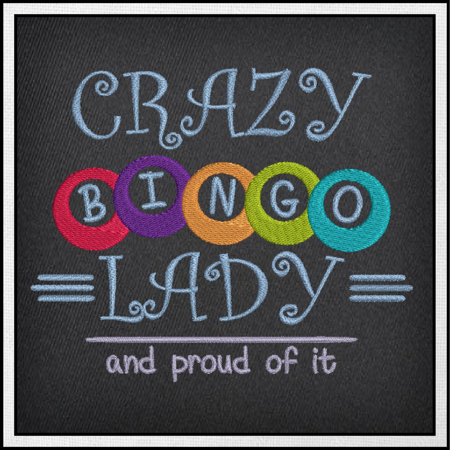 Crazy Bingo Lady Machine Embroidery Design. Proud Bingo Lady Embroidery, Bingo Balls Embroidery Pattern, 6 Sizes (0470)