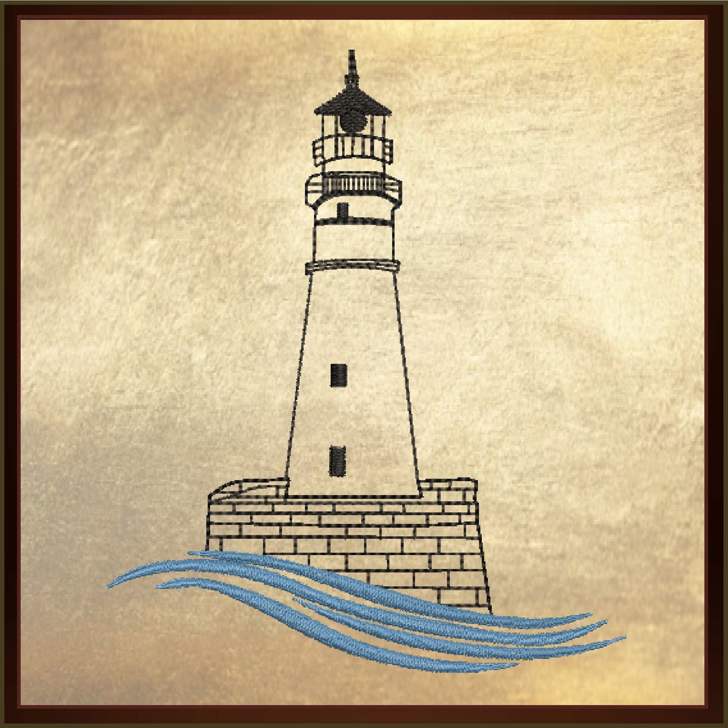 Lighthouse Machine Embroidery Design – Coastal Island Seaside Landscape Pattern, 6 Sizes (0473)