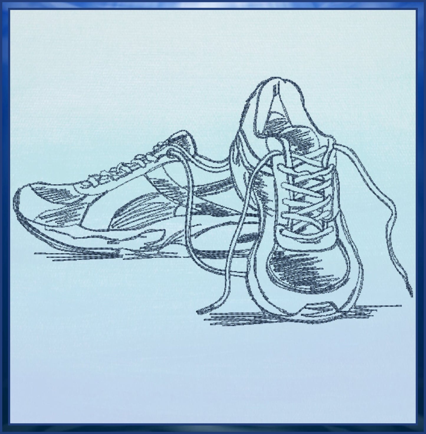 Sneakers Machine Embroidery Design Sketch – Running Shoes Embroidery Pattern, Track and Field Sports Design, 6 Sizes (0527)