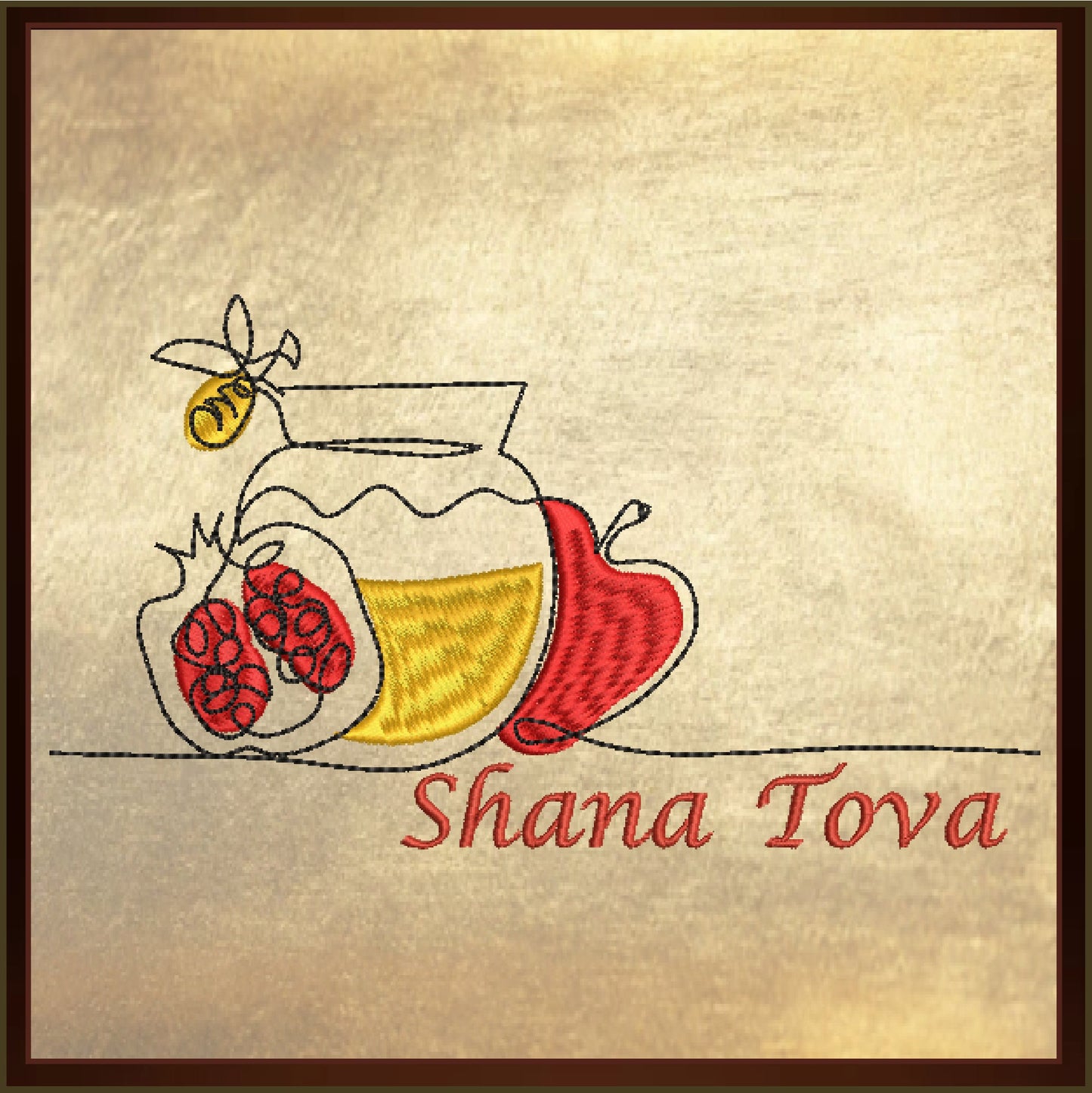 Rosh Hashana Machine Embroidery Design – Shana Tova Jewish Holiday Pattern, Judaica Embroidery, 8 Sizes (0504)