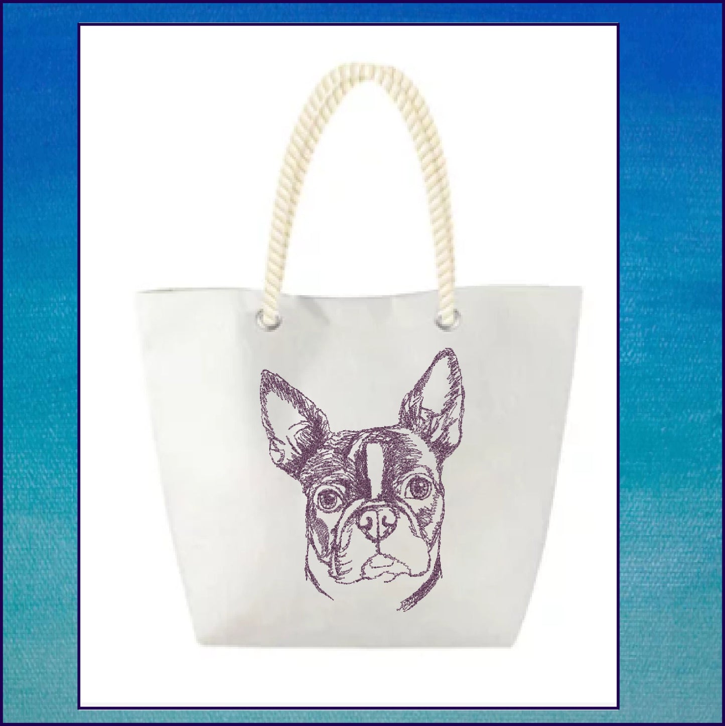 Boston Terrier Sketch Machine Embroidery Design – Pet Dog Line Art Pattern, Animal Embroidery, 4 Sizes (0506)