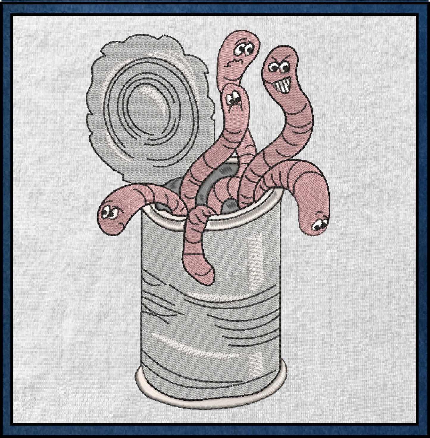 Can of Worms Idiom Machine Embroidery Design – Funny Tin Can and Worms Quote Pattern, 6 Sizes (0588)