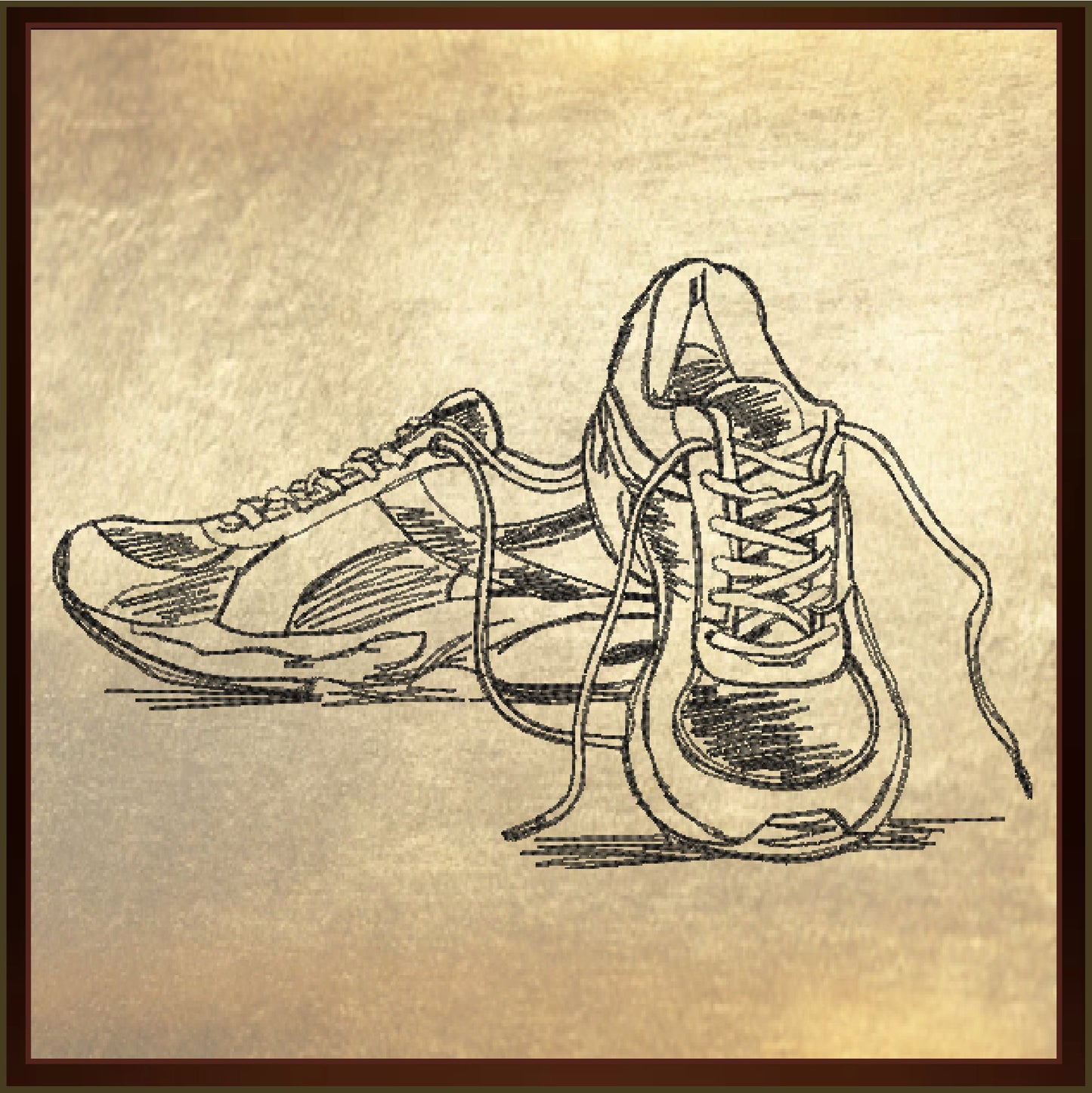 Sneakers Machine Embroidery Design Sketch – Running Shoes Embroidery Pattern, Track and Field Sports Design, 6 Sizes (0527)