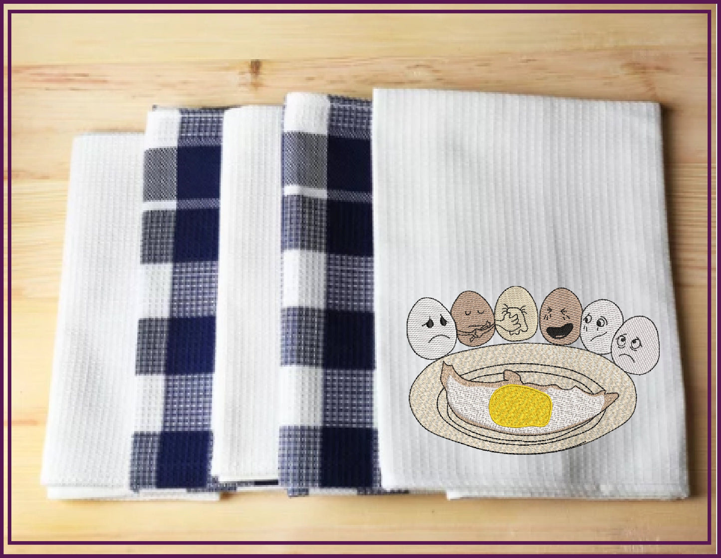 Fry-Day Machine Embroidery Design – Funny Fried Egg Funeral Scene, Breakfast Humor Pattern, 6 Sizes (0612)
