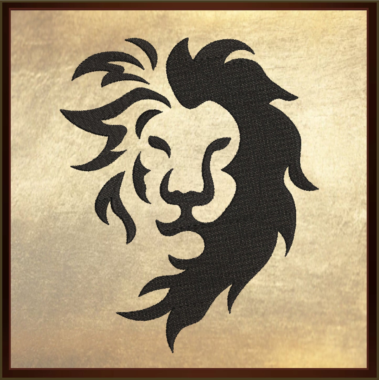 Lion Head Silhouette Machine Embroidery Design – Bold Animal Logo, Large Cat Embroidery Pattern, 6 Sizes (0532)