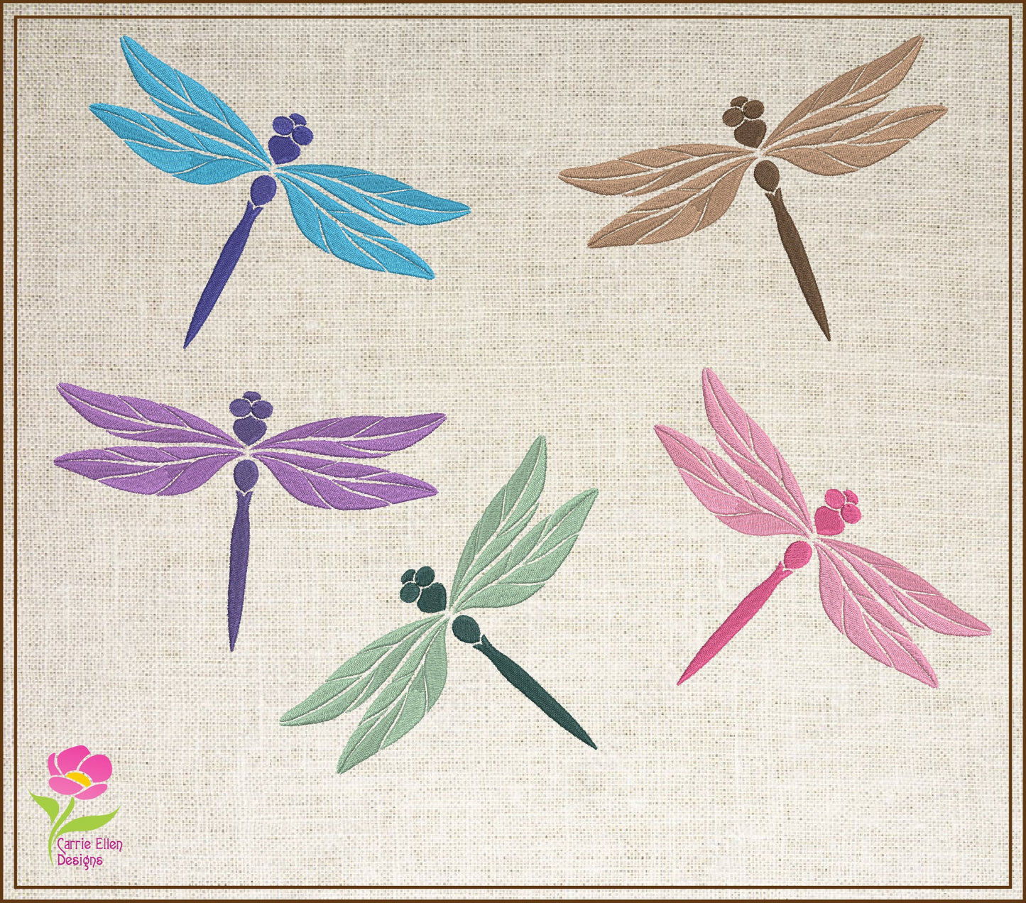 Dragonfly Machine Embroidery Design – Garden Insect & Bee Embroidery Pattern, 6 Sizes (0553)