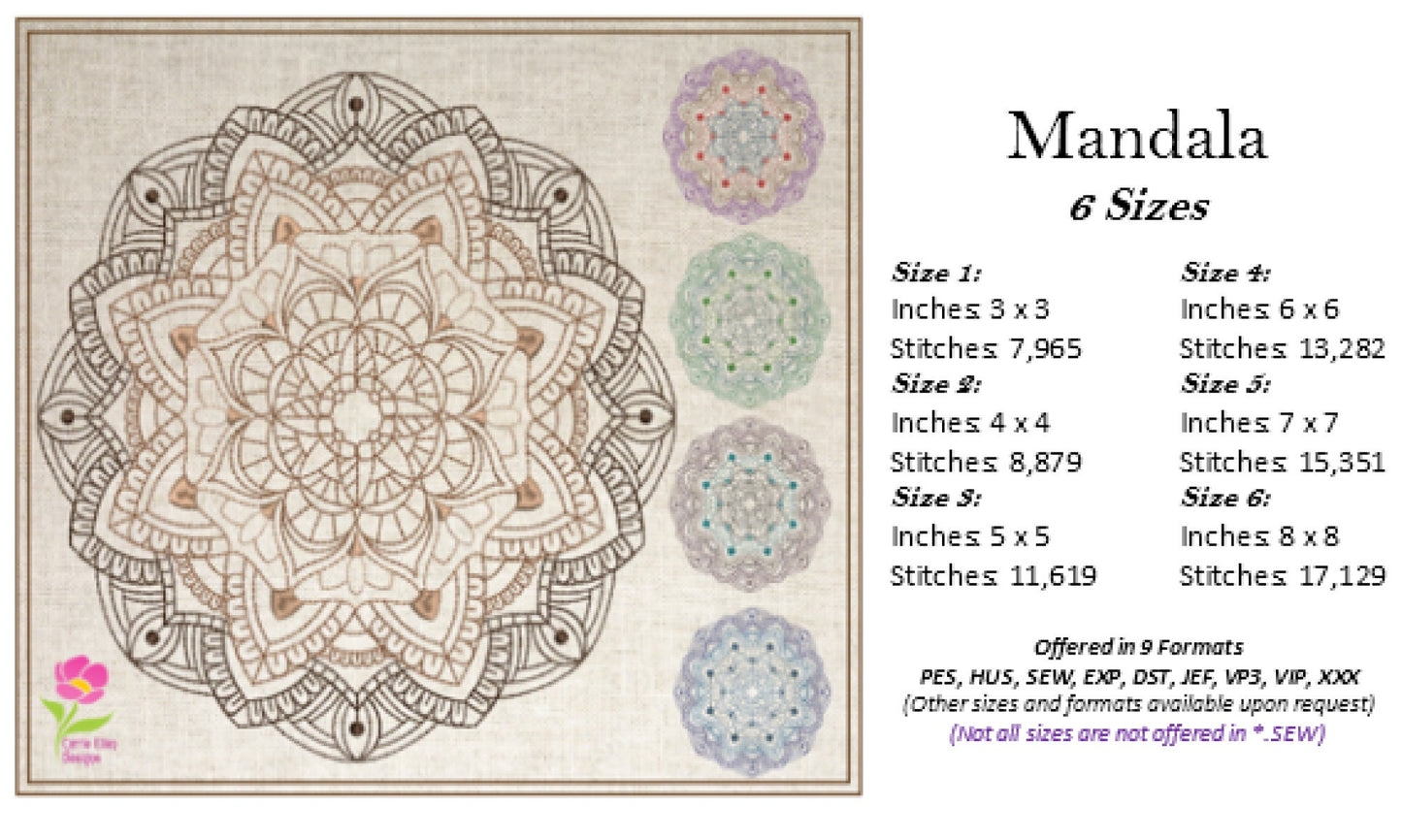 Mandala Lace Machine Embroidery Design | Pattern Swirls Embroidery | Mandala Line Art | Spiritual Design | 6 Sizes (0684)