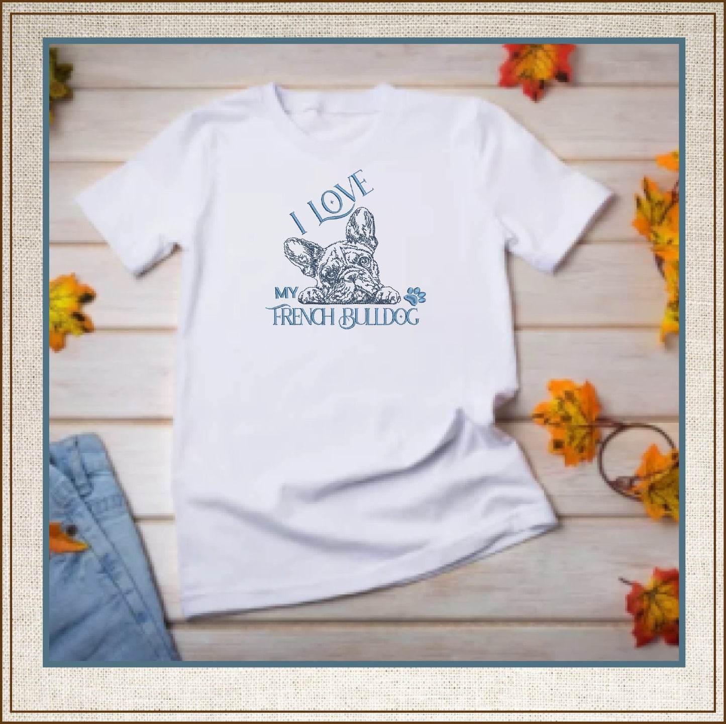 I Love My French Bulldog Sketch Machine Embroidery Design, Dog Embroidery Pattern, Frenchie Embroidery, Pet Animal Embroidery, 8 Sizes (0332)