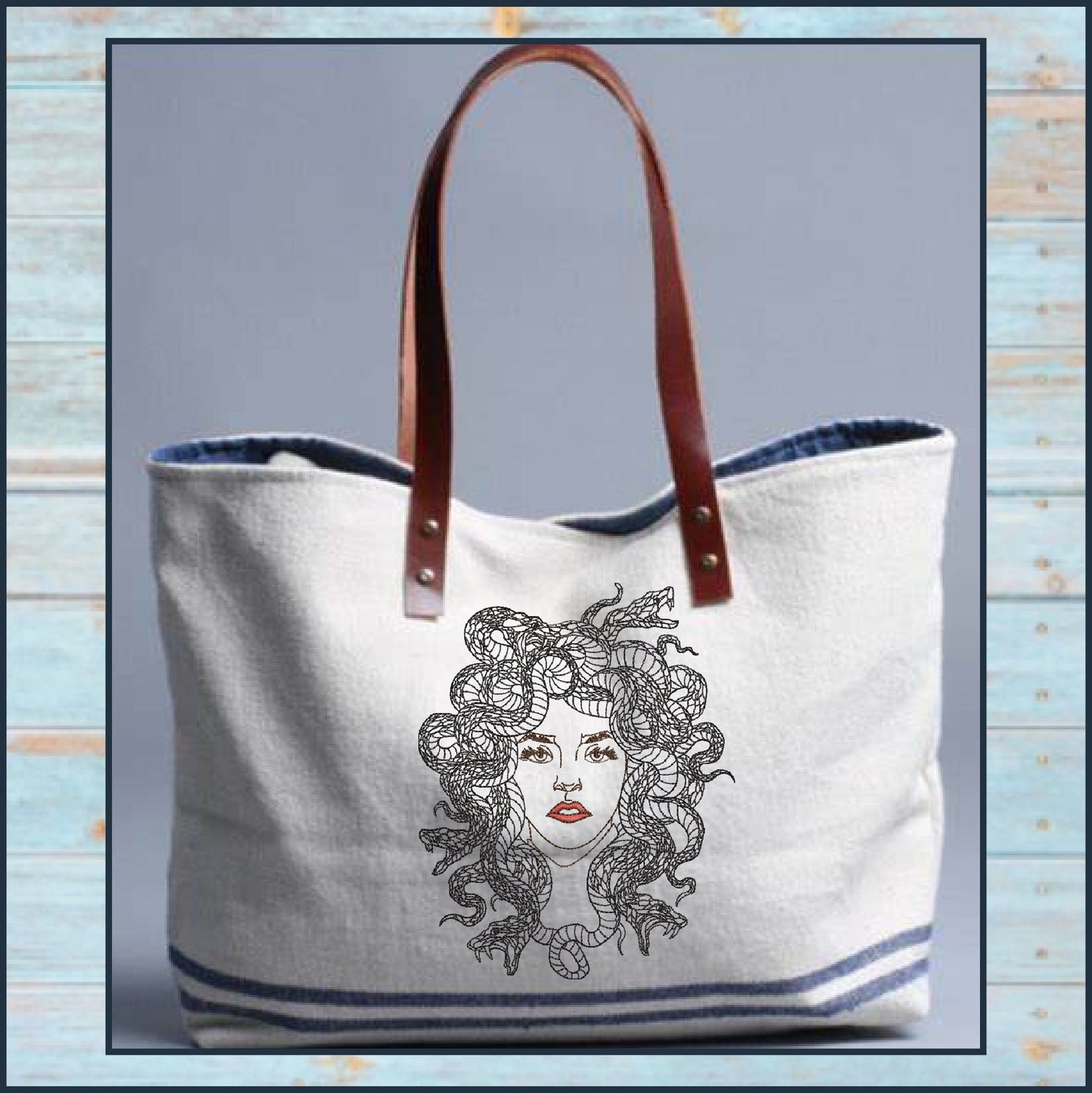 Medusa Snake Head Embroidery Design – Greek Mythology Line Art – Fantasy Serpent Lady Machine Embroidery File, 6 Sizes (0679)