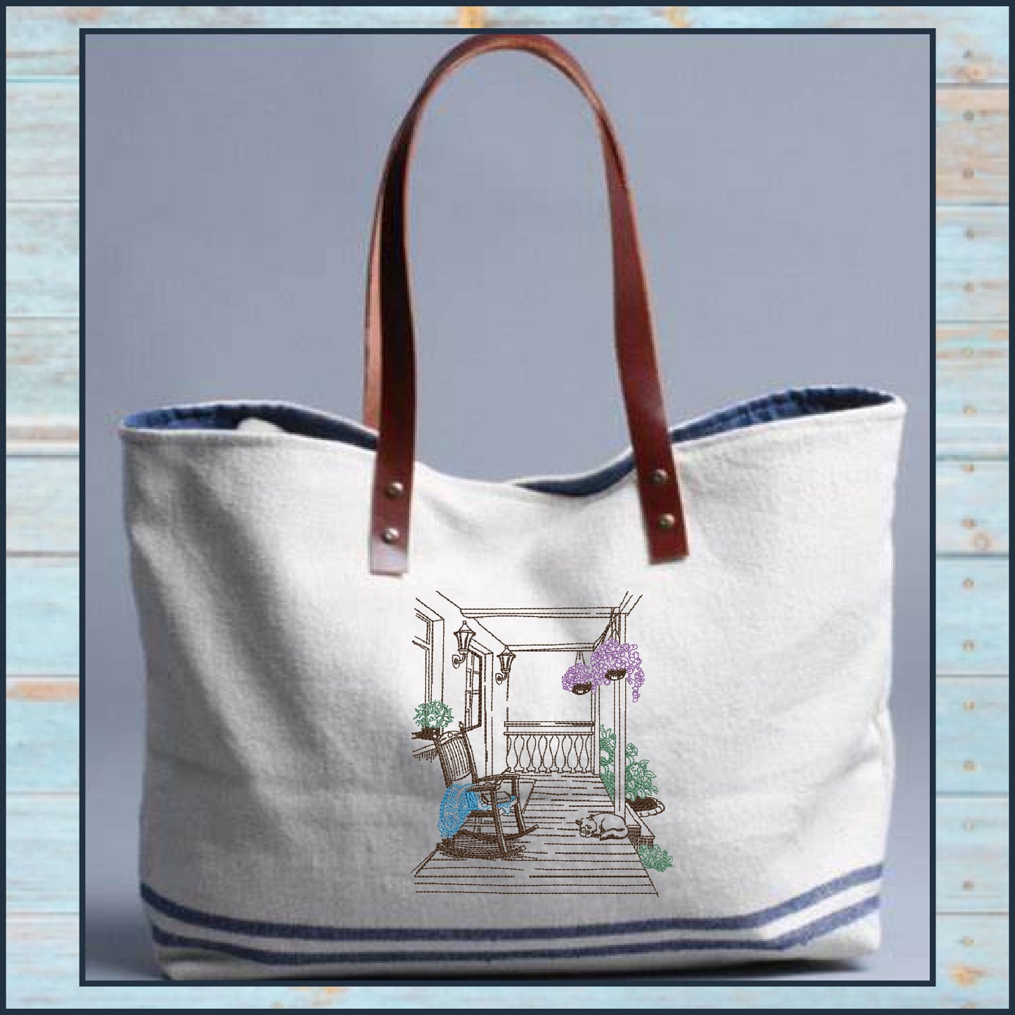 Front Porch Sketch Machine Embroidery Design | Rocking Chair Country Home Design | Garden Embroidery | 6 Sizes (0731)