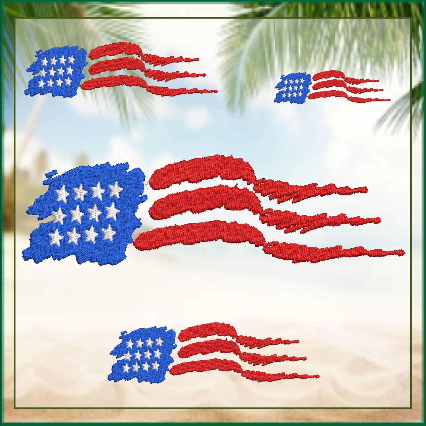 American Flag Machine Embroidery Design | Abstract USA Flag | 4th of July & Memorial Day Patriotic Embroidery | 6 Sizes (0713)