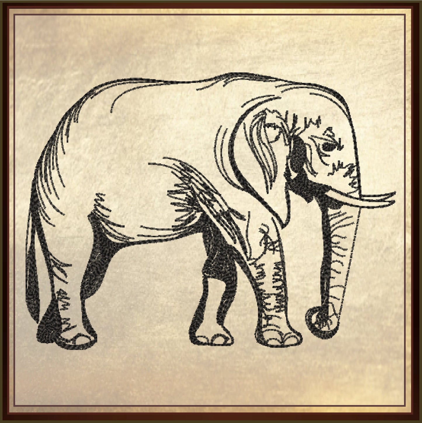 Elephant Sketch Machine Embroidery Design | Grazing Safari Elephant Embroidery Pattern | Large Land Animal Embroidery | 6 Sizes (0804)