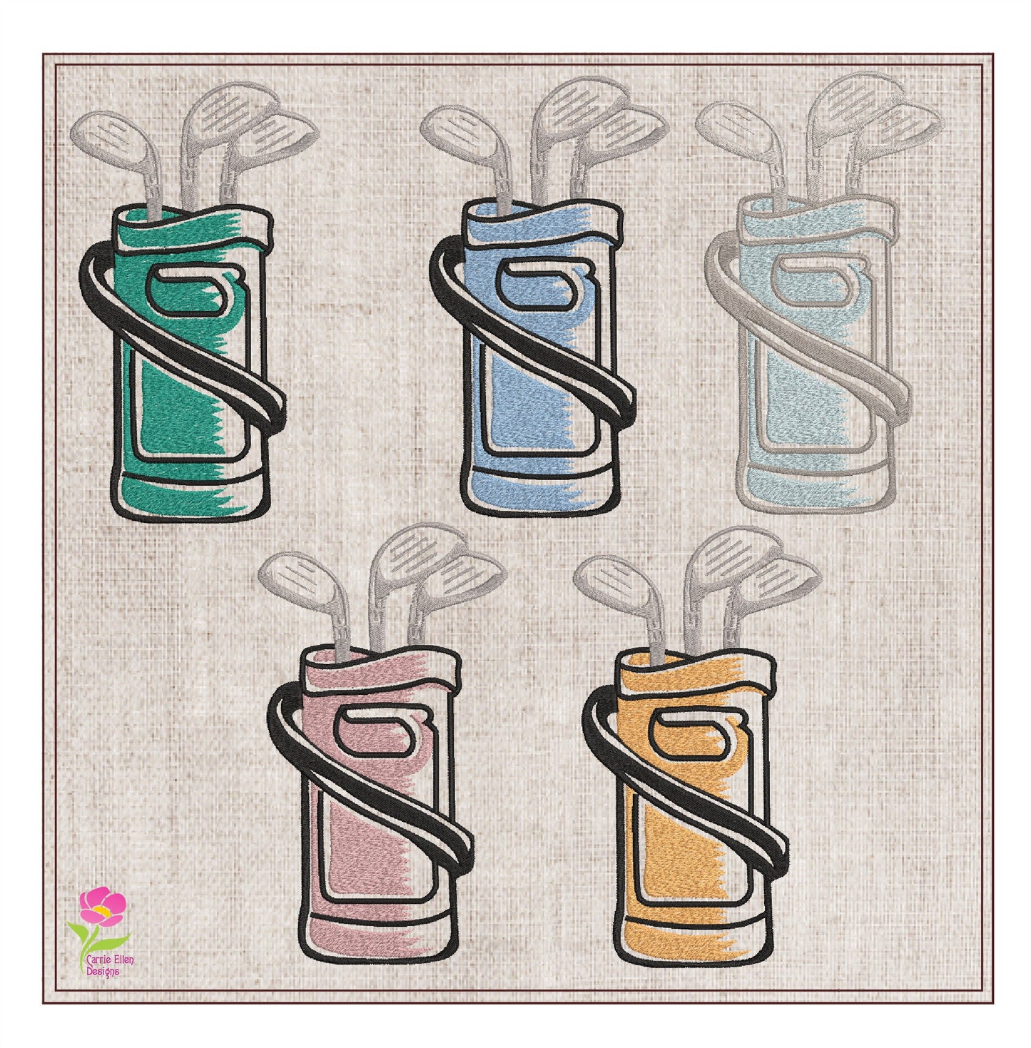 Golf Bag Machine Embroidery Design, Golf Club and Bag Design, Golf Sport Embroidery, Sport Equipment, 8 Sizes (0203)