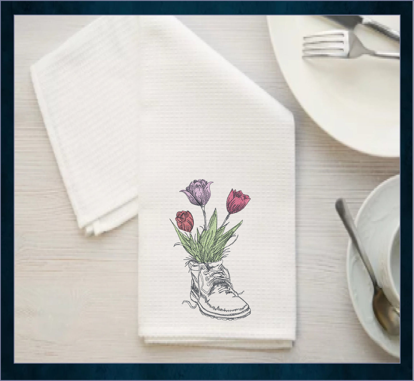 Combat Boot with Flowers Machine Embroidery Design | Floral Military Boot Sketch | Army Boot Embroidery Pattern | 8 Sizes (0926)