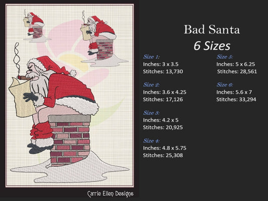 Bad Santa Machine Embroidery Design – Christmas Santa Claus Pattern, Sarcastic Funny Holiday Design, 6 Sizes (1043)