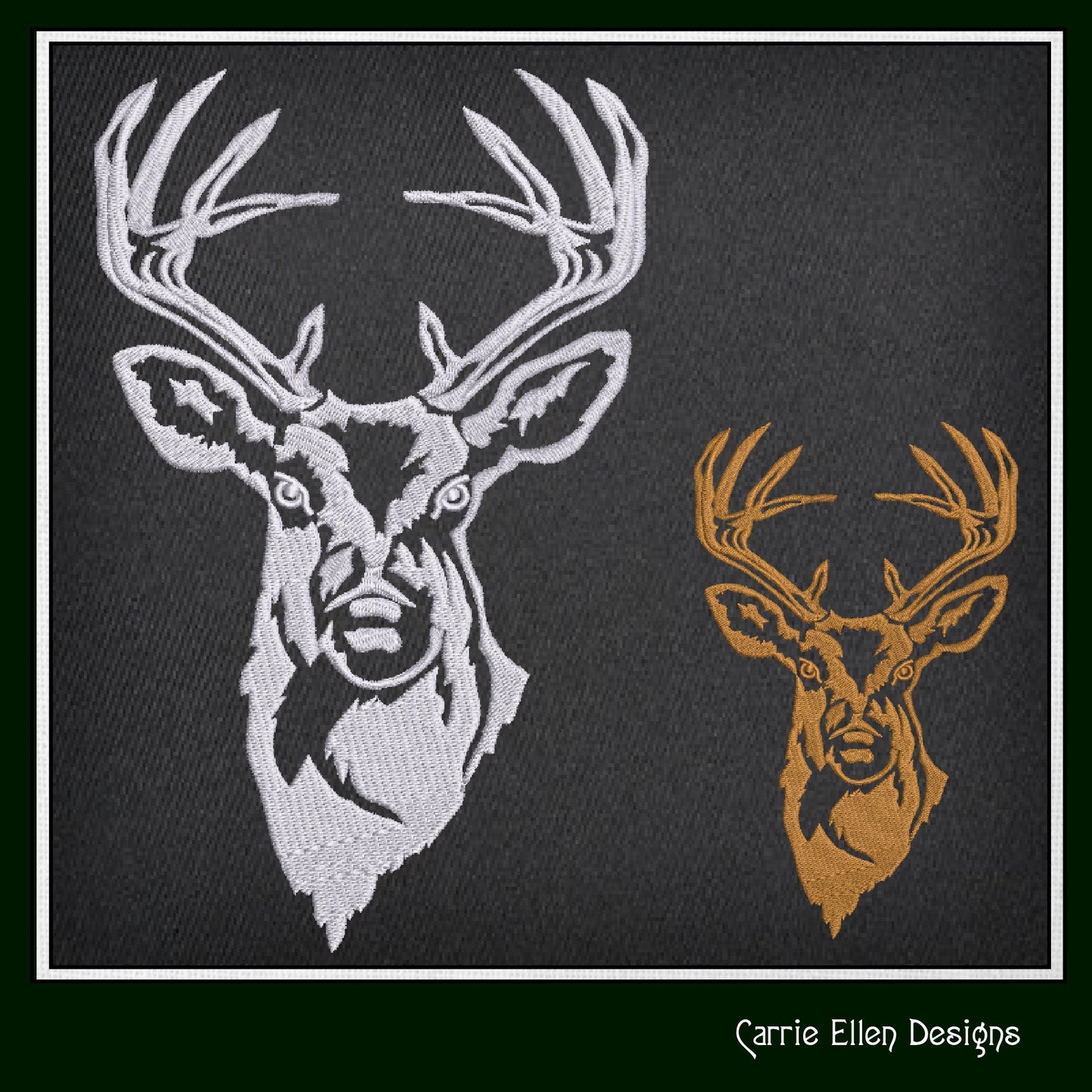 Deer Embroidery Design – Stag Head Profile | Wildlife Animal Machine Embroidery in 8 Sizes (1139)