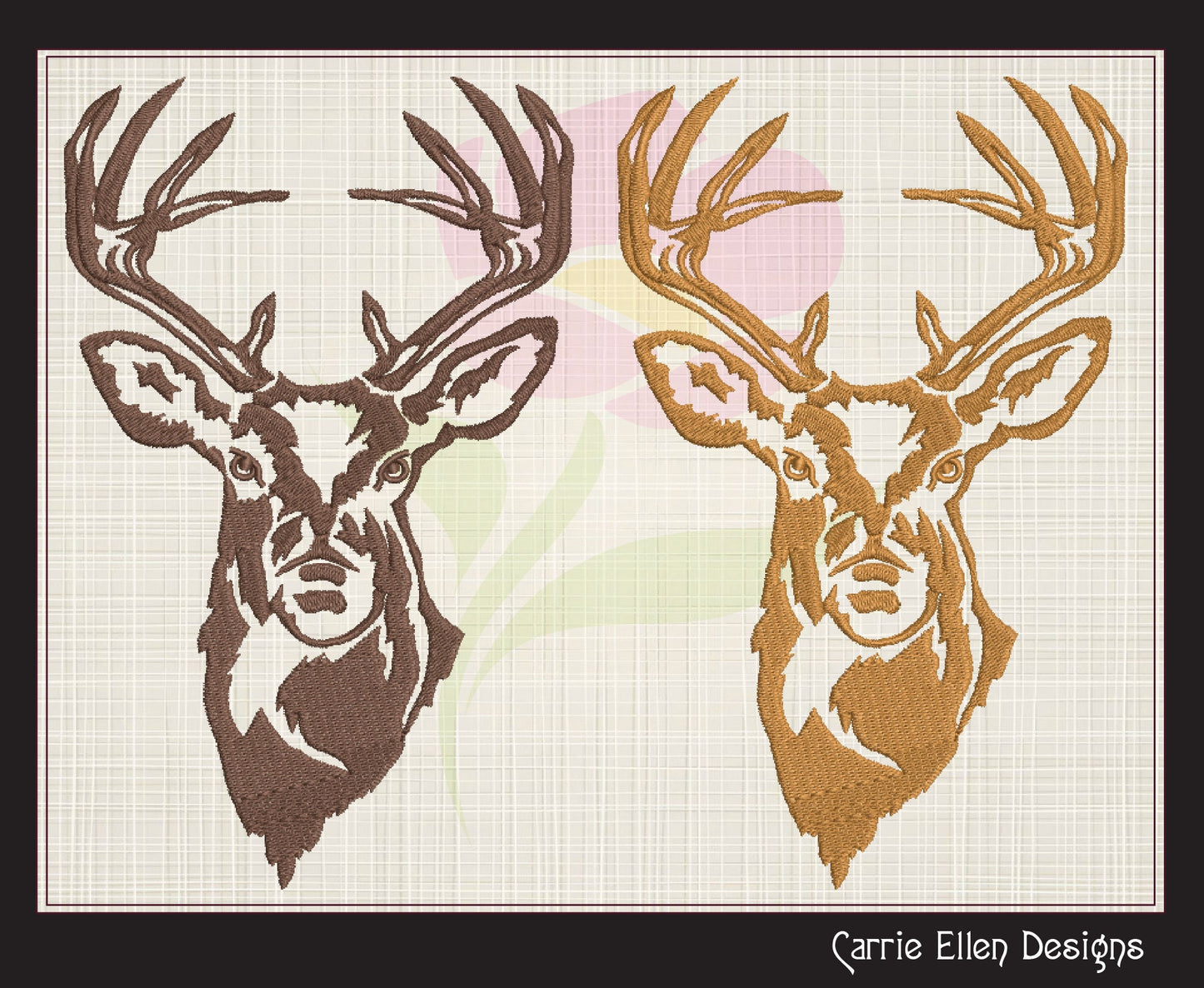 Deer Embroidery Design – Stag Head Profile | Wildlife Animal Machine Embroidery in 8 Sizes (1139)