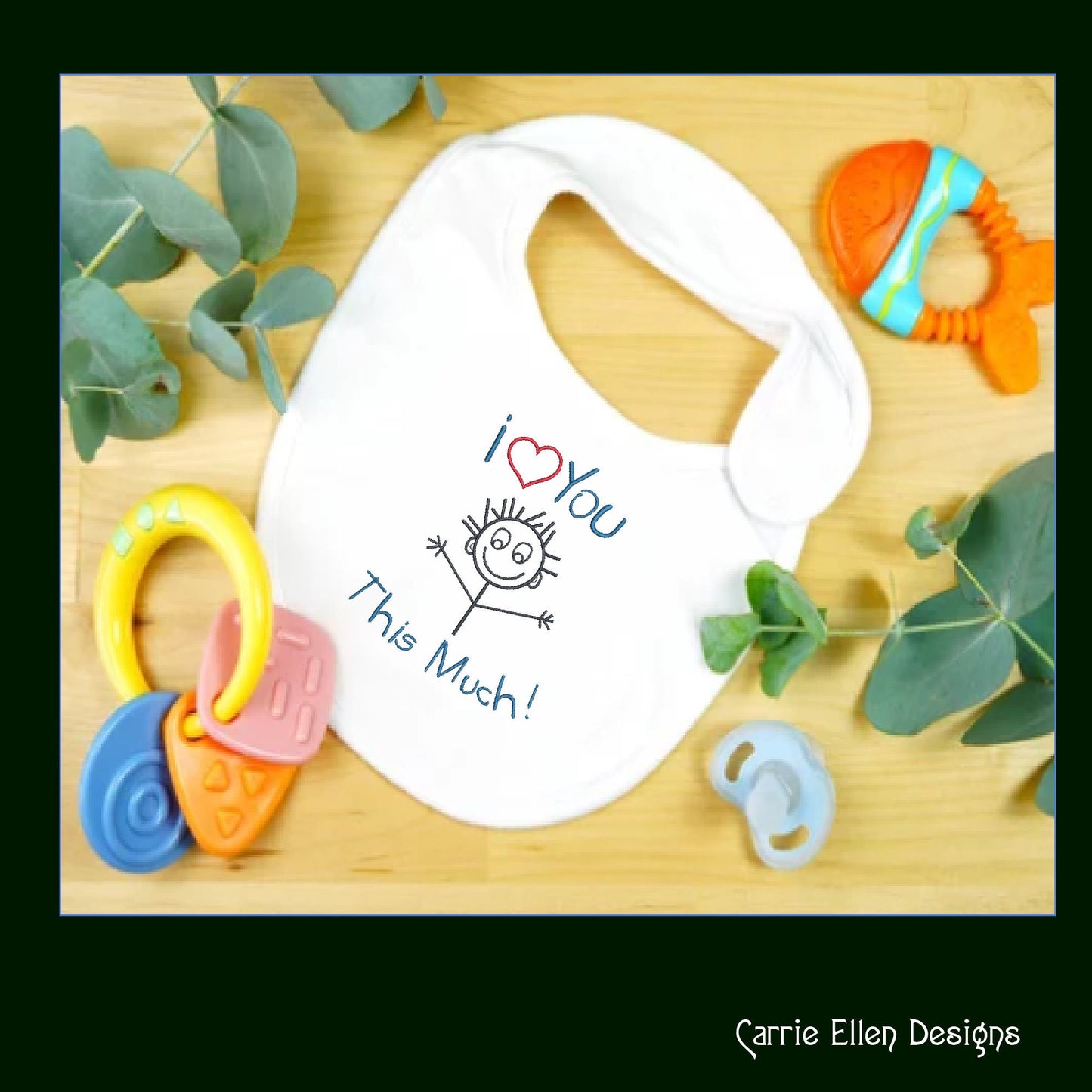 I Love You This Much – Stick Figure Machine Embroidery Design | Cute Kid Saying, 8 Sizes (1141)