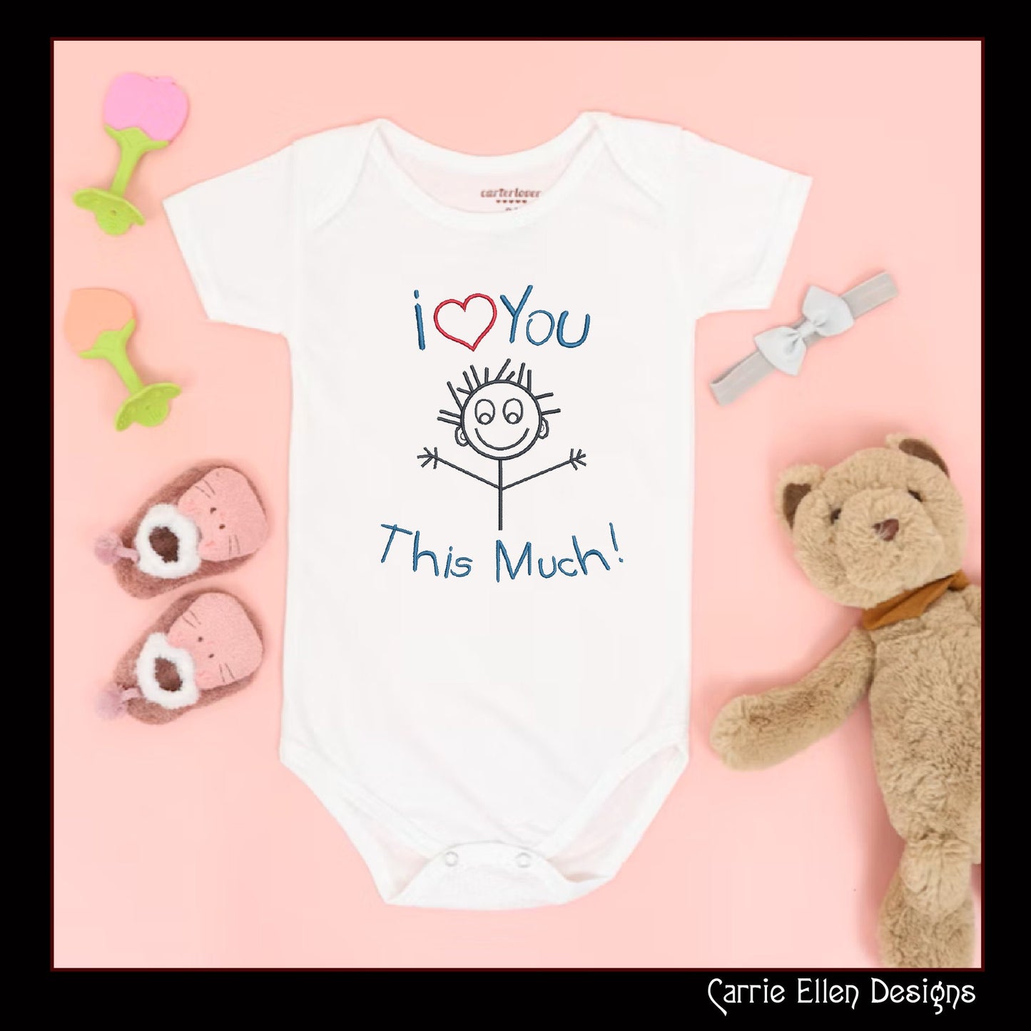 I Love You This Much – Stick Figure Machine Embroidery Design | Cute Kid Saying, 8 Sizes (1141)