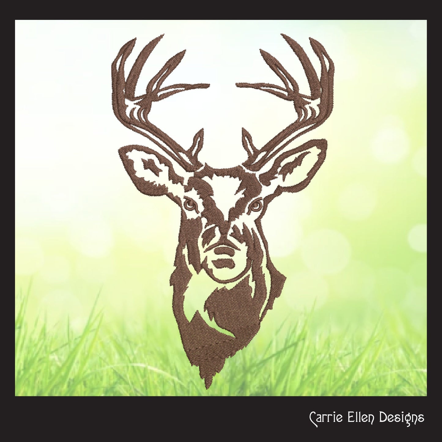 Deer Embroidery Design – Stag Head Profile | Wildlife Animal Machine Embroidery in 8 Sizes (1139)