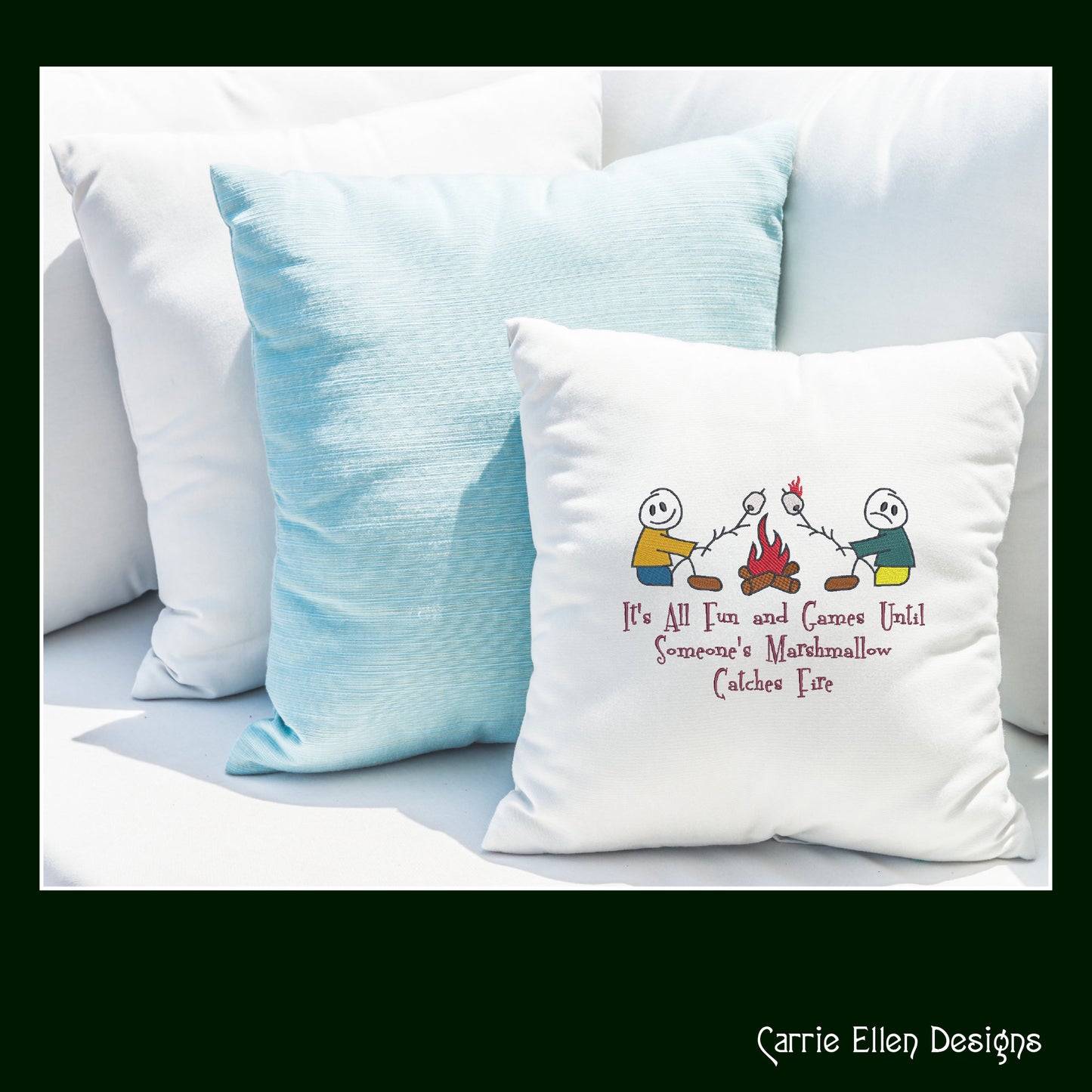 Fun Camping Machine Embroidery Design | It's All Fun and Games Saying | Campfire & Marshmallows | Humorous Embroidery Quotes | 6 Sizes (1253)
