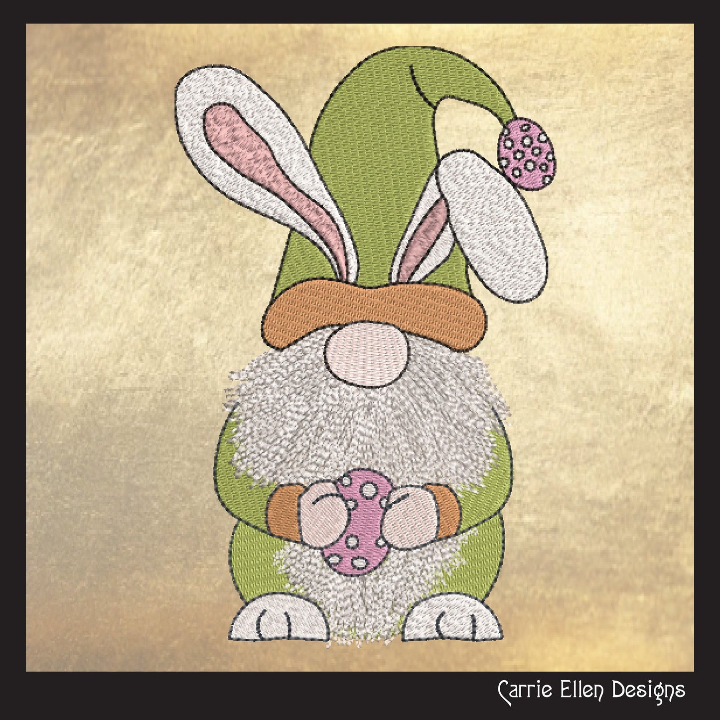 Gnome Easter Bunny Machine Embroidery Design – Holiday Easter Egg Bunny – 6 Sizes (1385)