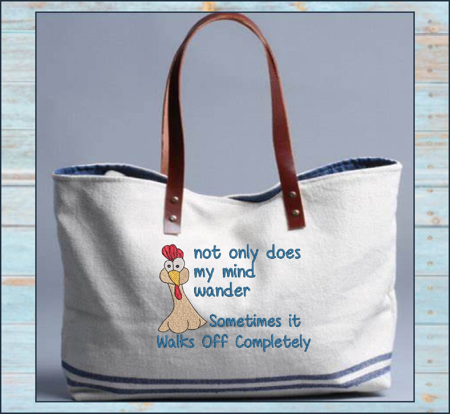 My Mind Walks Off Chicken Embroidery Design | Funny Hen with Attitude | Sarcastic Quote Embroidery Pattern | 6 Sizes (1806)