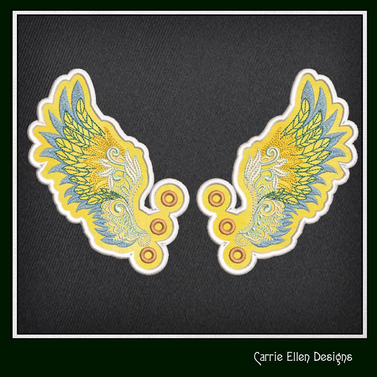 Feathered Angel Wing ITh Shoe Wings – Butterfly & Bat Wings for Shoes and Boots –In The Hoop Machine Embroidery Design, (1268)