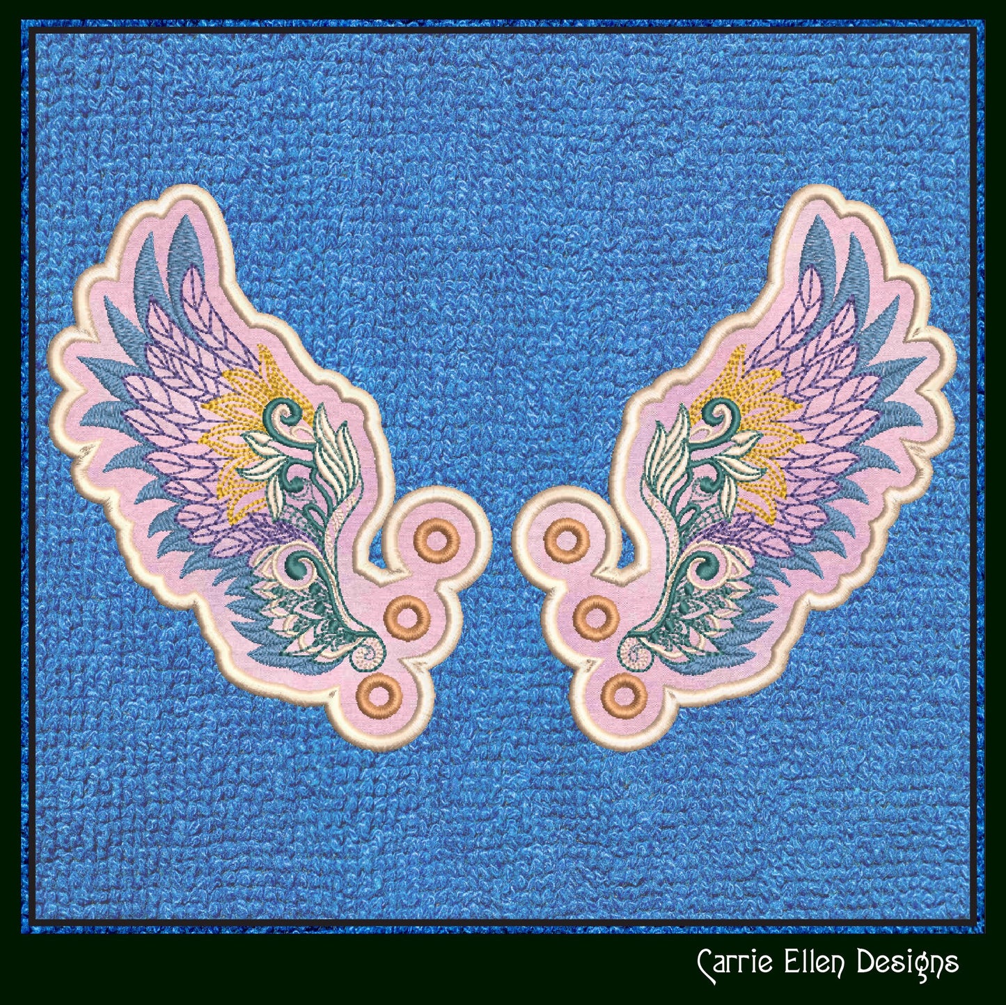 Feathered Angel Wing ITh Shoe Wings – Butterfly & Bat Wings for Shoes and Boots –In The Hoop Machine Embroidery Design, (1268)