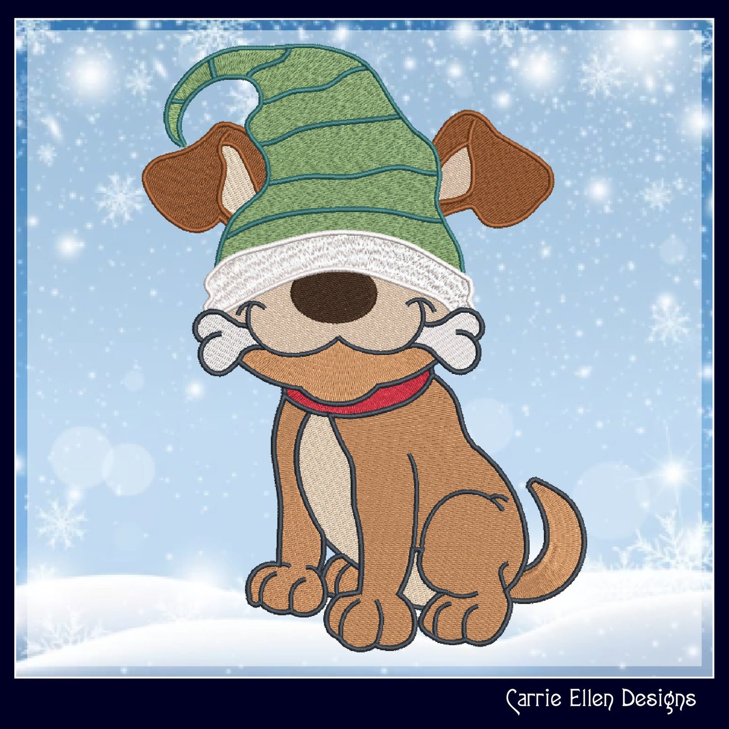 Dog Gnome Machine Embroidery Design, Holiday Gnome Dog with Bone Embroidery, Dog Lover Embroidery, 6 Sizes (2000)