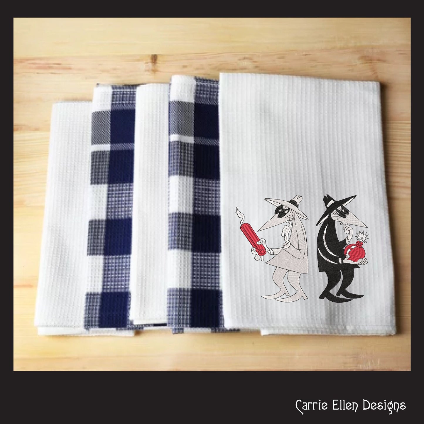 Spy vs. Spy Machine Embroidery Design Bundle, Good and Evil Bomb and Dynamite Cartoon, 2 individual designs, 6 Sizes Each (2232)