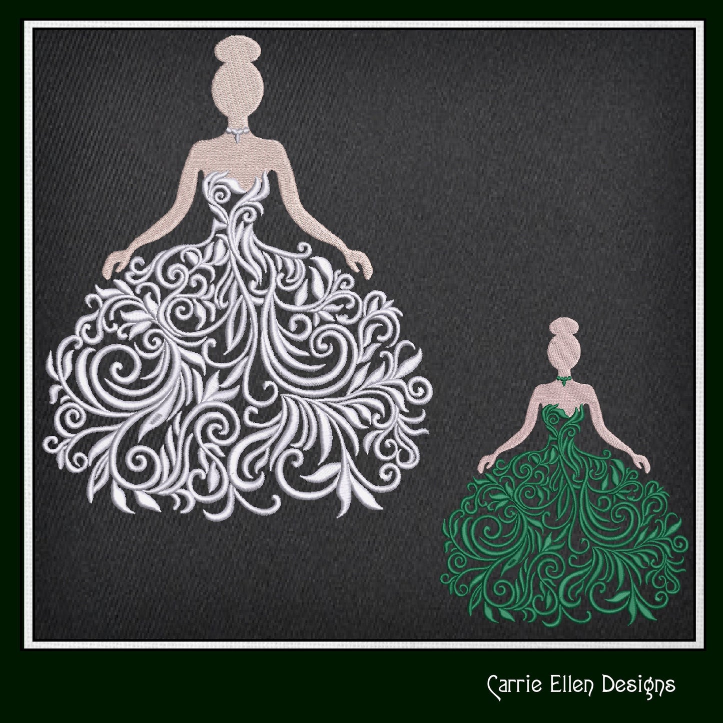 Princess Gown Machine Embroidery Design, Princess Ball Gown Embroidery, Fancy Wedding Dress Design, Formal Party Dress, 6 Sizes (2343)