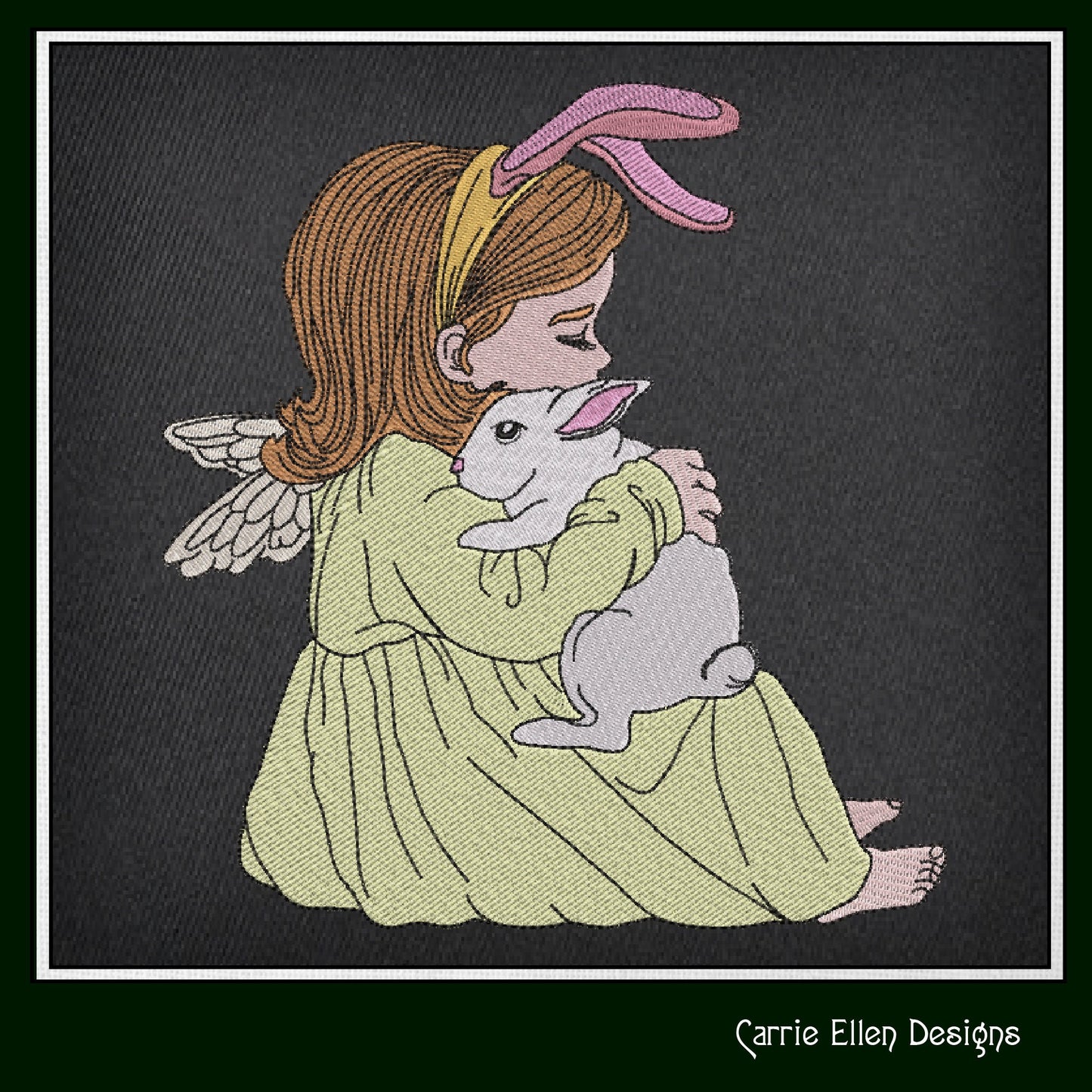 Bunny Girl Machine Embroidery Design, Light Density Sketch Girl Hugging a Rabbit Embroidery Design, 6 Sizes (2313)