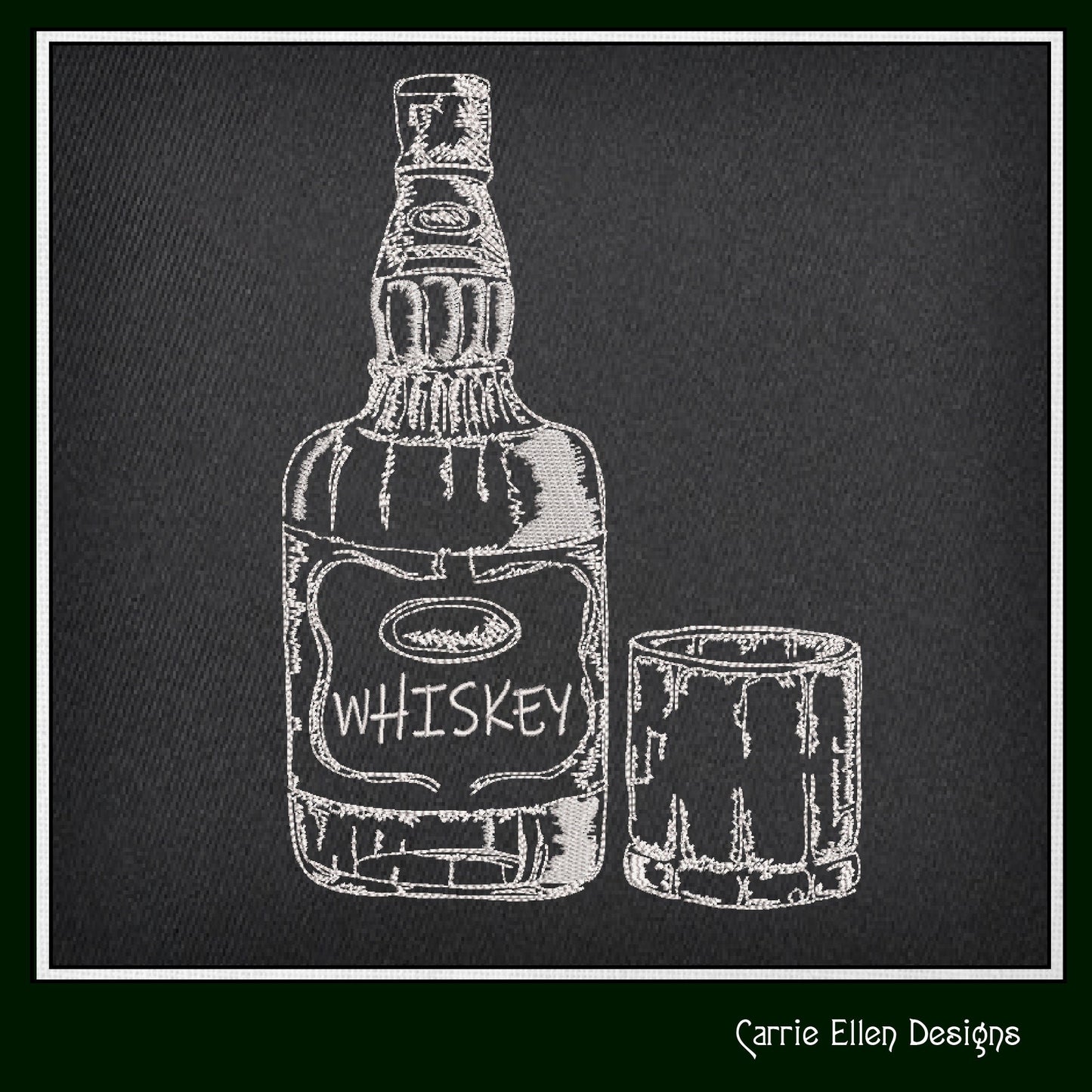 Whiskey Bottle Sketch Machine Embroidery Design, Alcohol Beverage and High Ball Glass Design, Line Art Embroidery, 6 Sizes (2291)