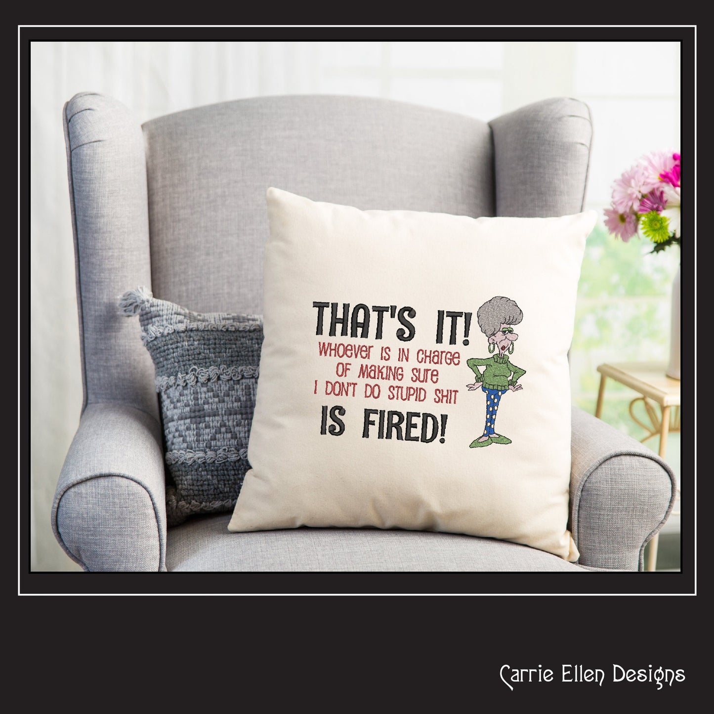 Whoever Is In Charge Is Fired Machine Embroidery Design, Sarcastic and Snarky Embroidery Saying, 6 Sizes (2305)