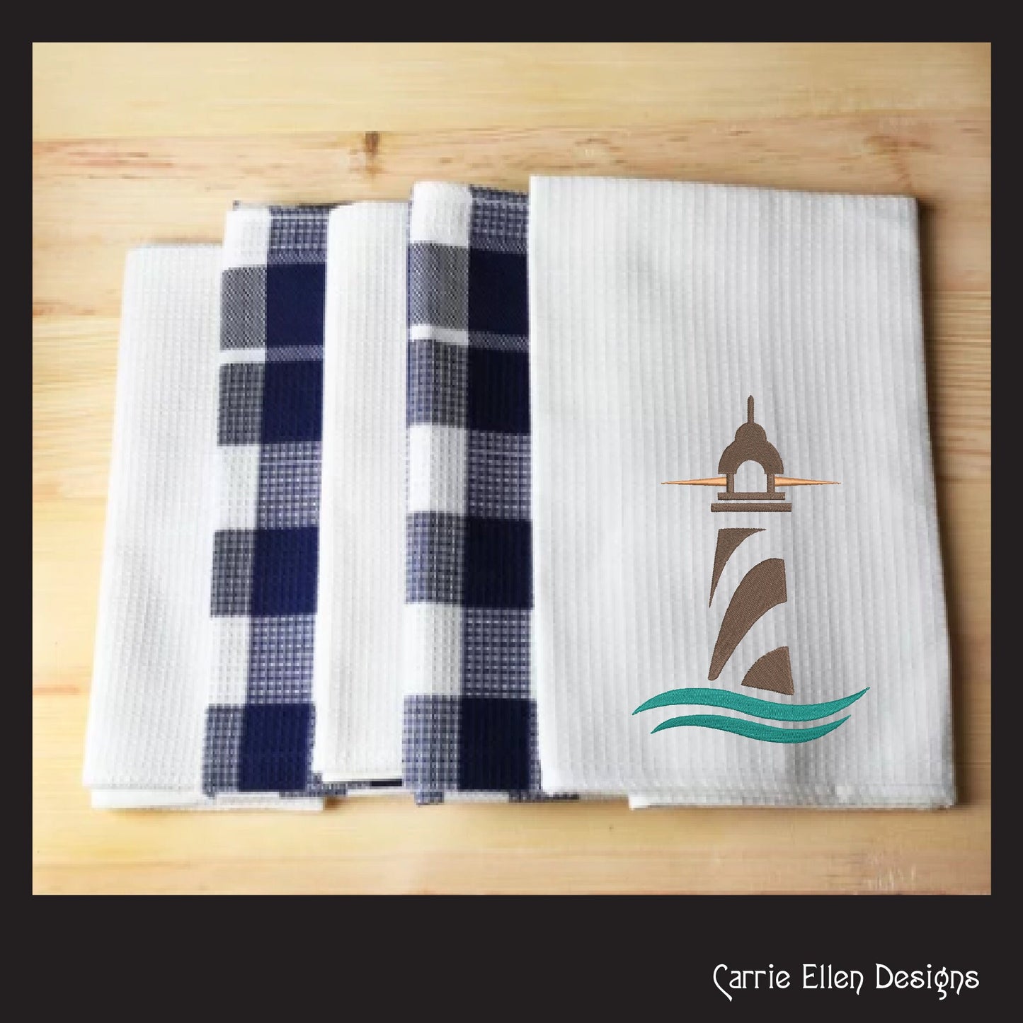 Lighthouse Machine Embroidery Design – Coastal Island Seaside Landscape Pattern, 6 Sizes (0463)