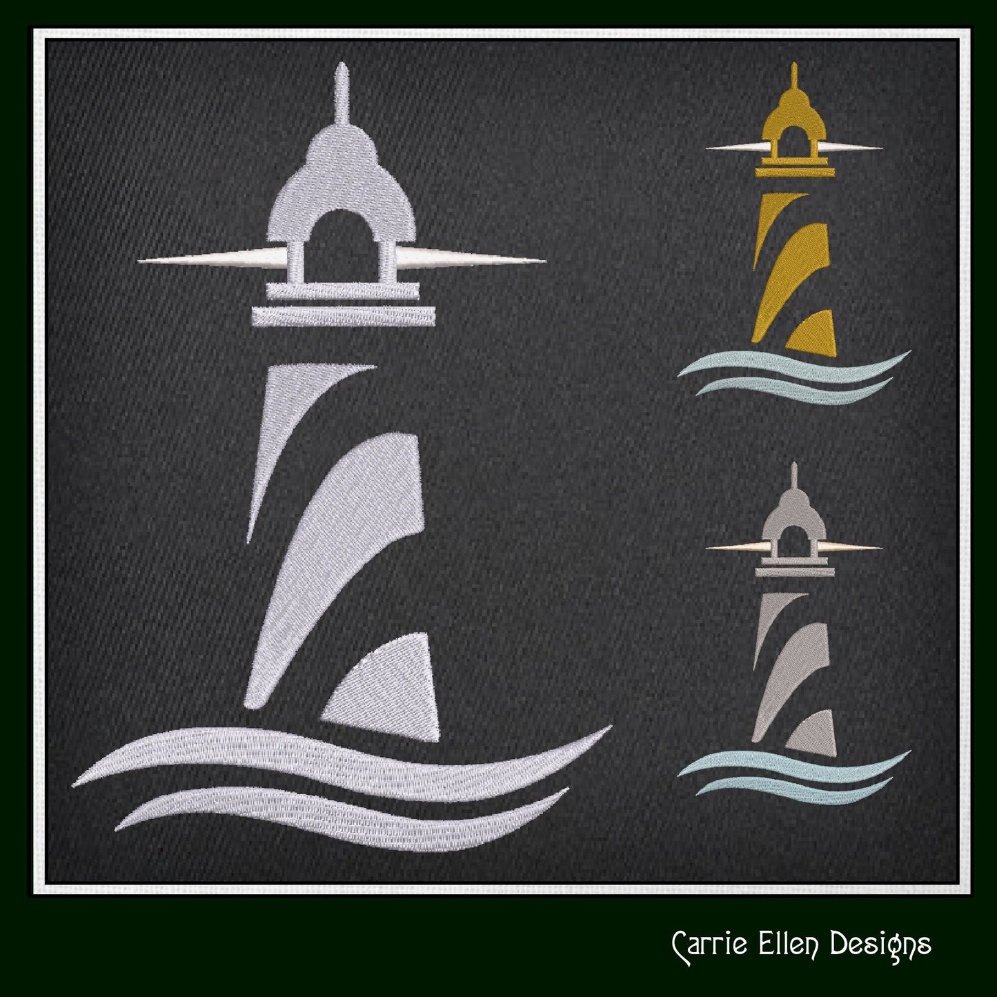 Lighthouse Machine Embroidery Design – Coastal Island Seaside Landscape Pattern, 6 Sizes (0463)