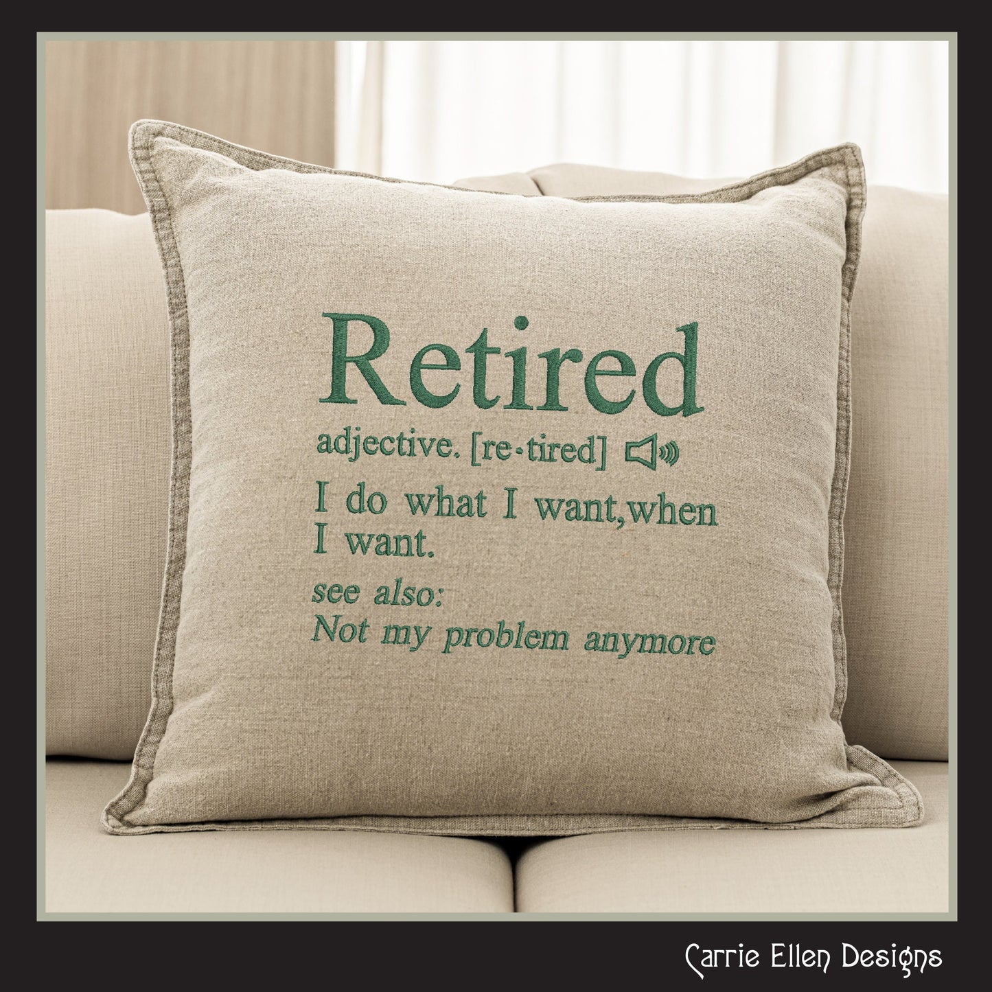 Retired Definition Embroidery Design, Machine Embroidery Design, Snarky Retirement Saying, 6 Sizes (2391)