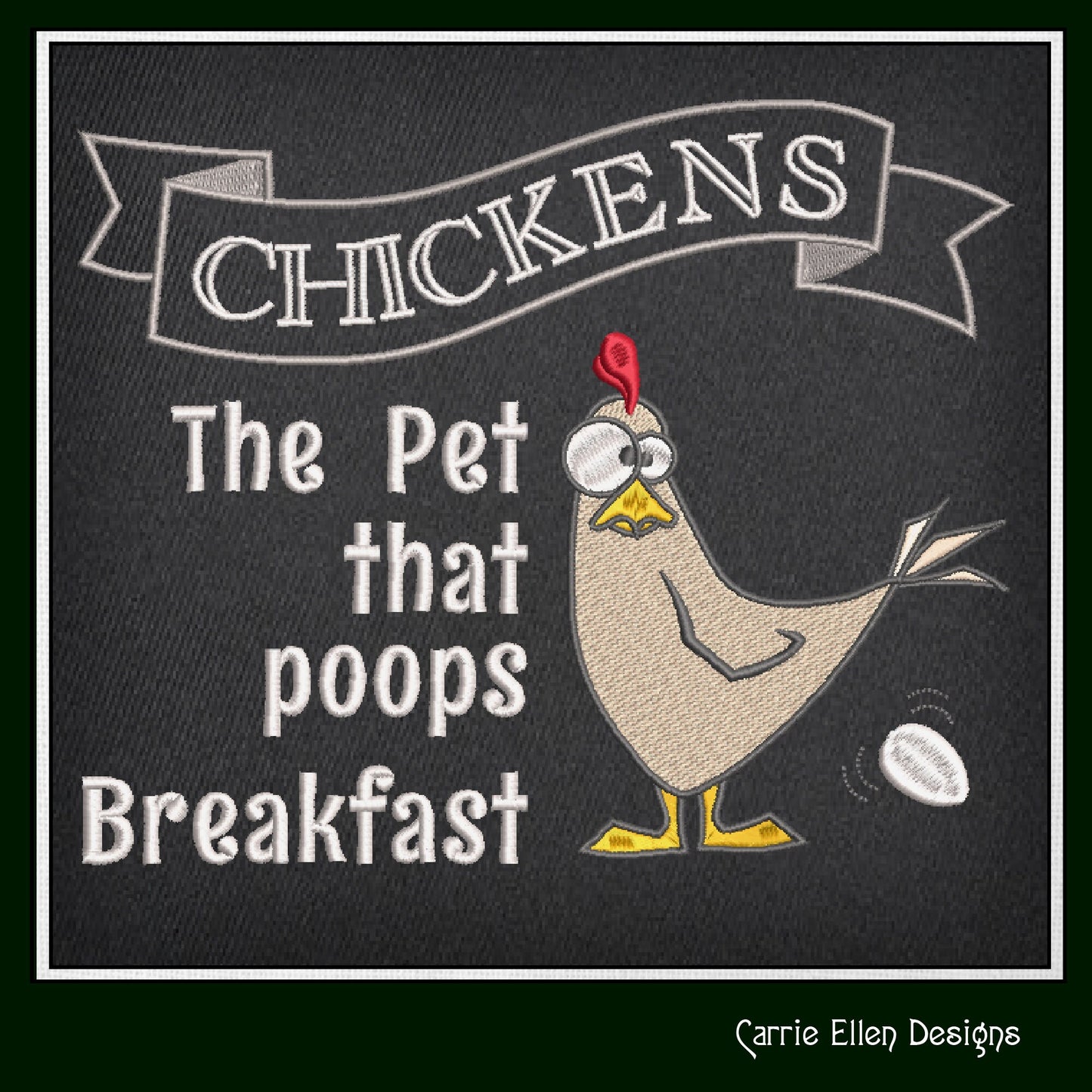Chickens The Pet That Poops Breakfast, Machine Embroidery Design, Sarcastic Chicken Saying, Funny Silly Bird, 6 Sizes (2400)
